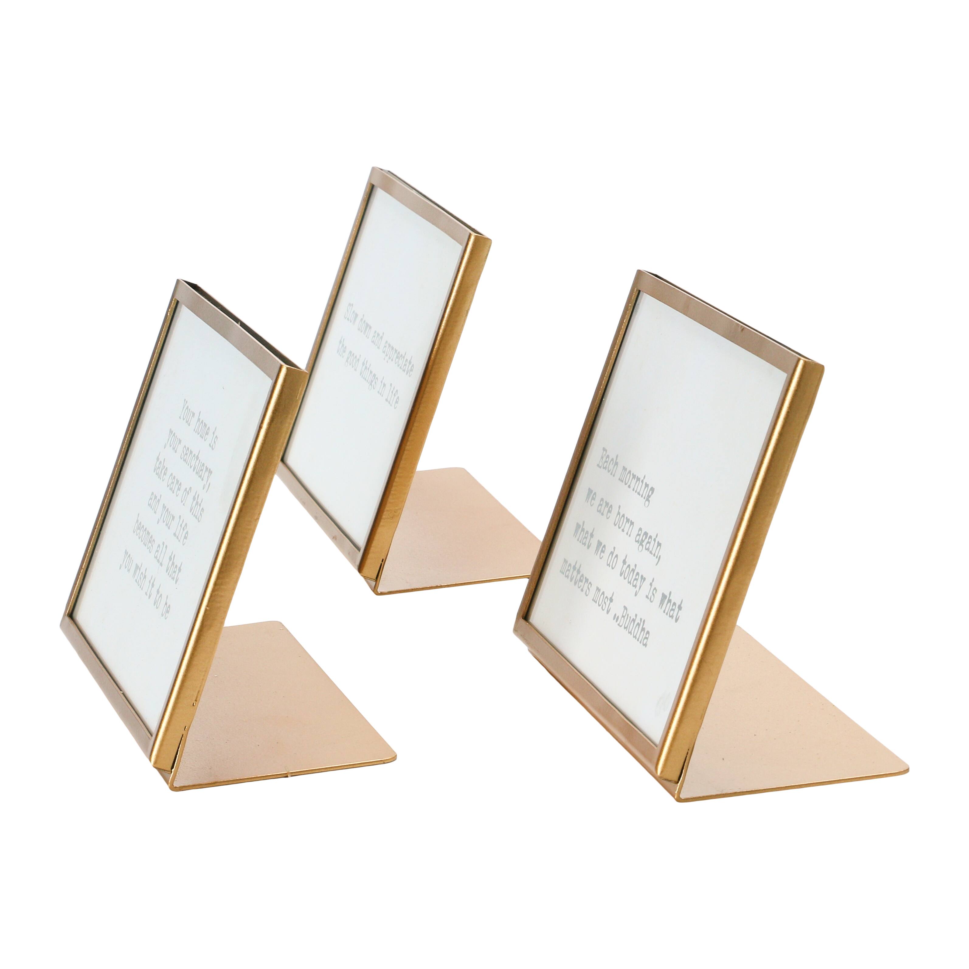 Hello Honey® 6" Metal & Glass Life Quotes Framed Tabletop Décor Set