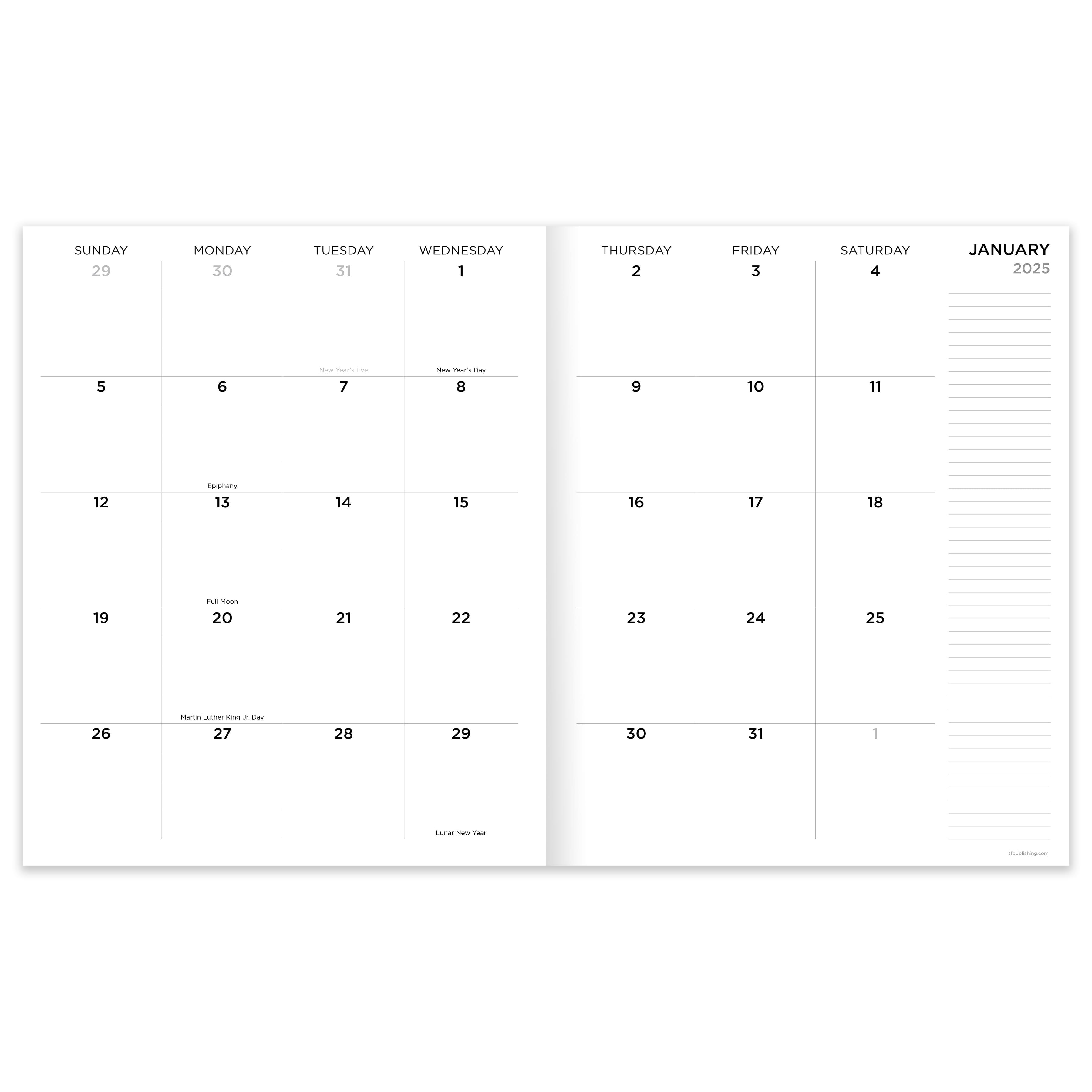 TF Publishing 2025 Hazy Purple Large Monthly Planner