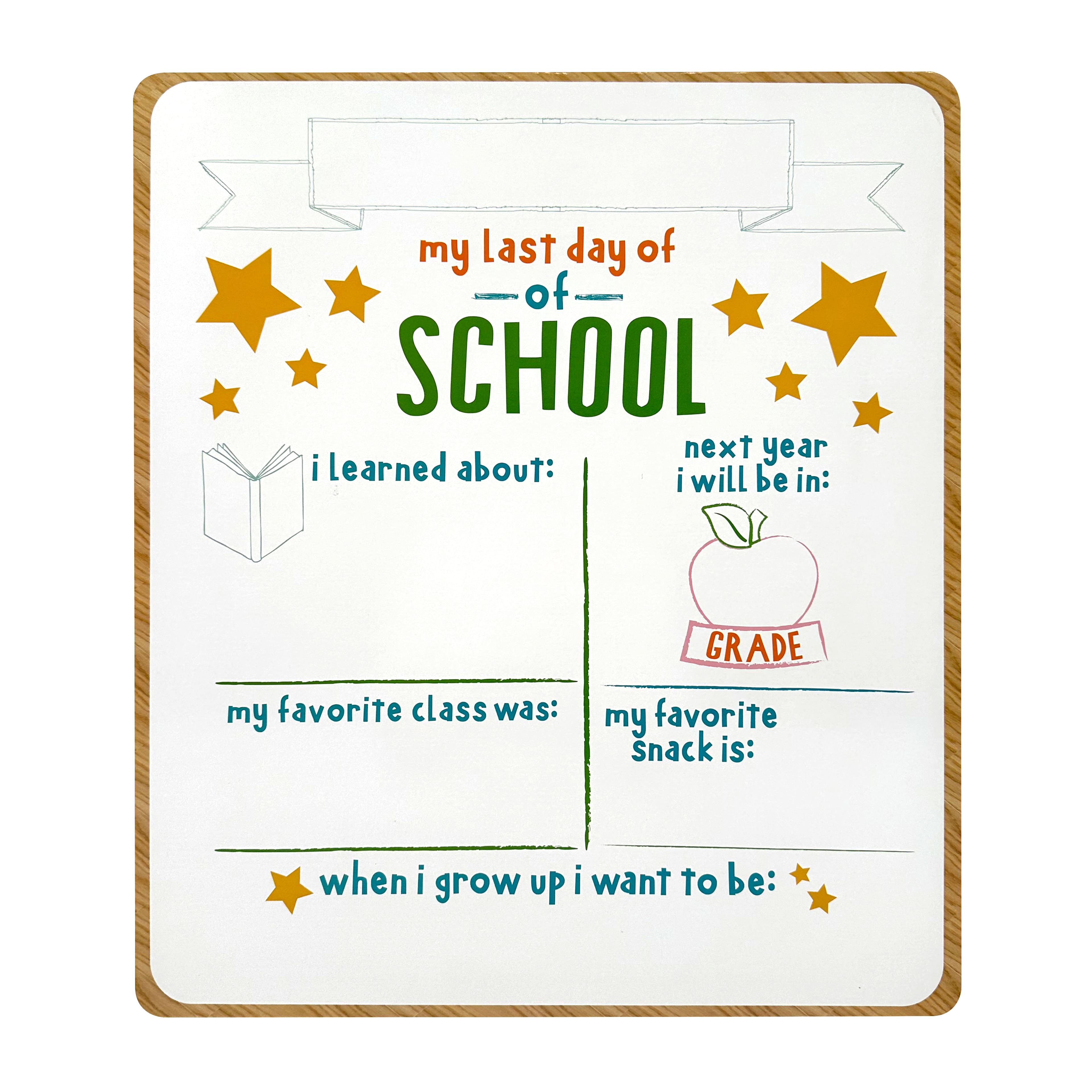 White Double-Sided First &#x26; Last Day of School Dry Erase Board by B2C&#x2122; 