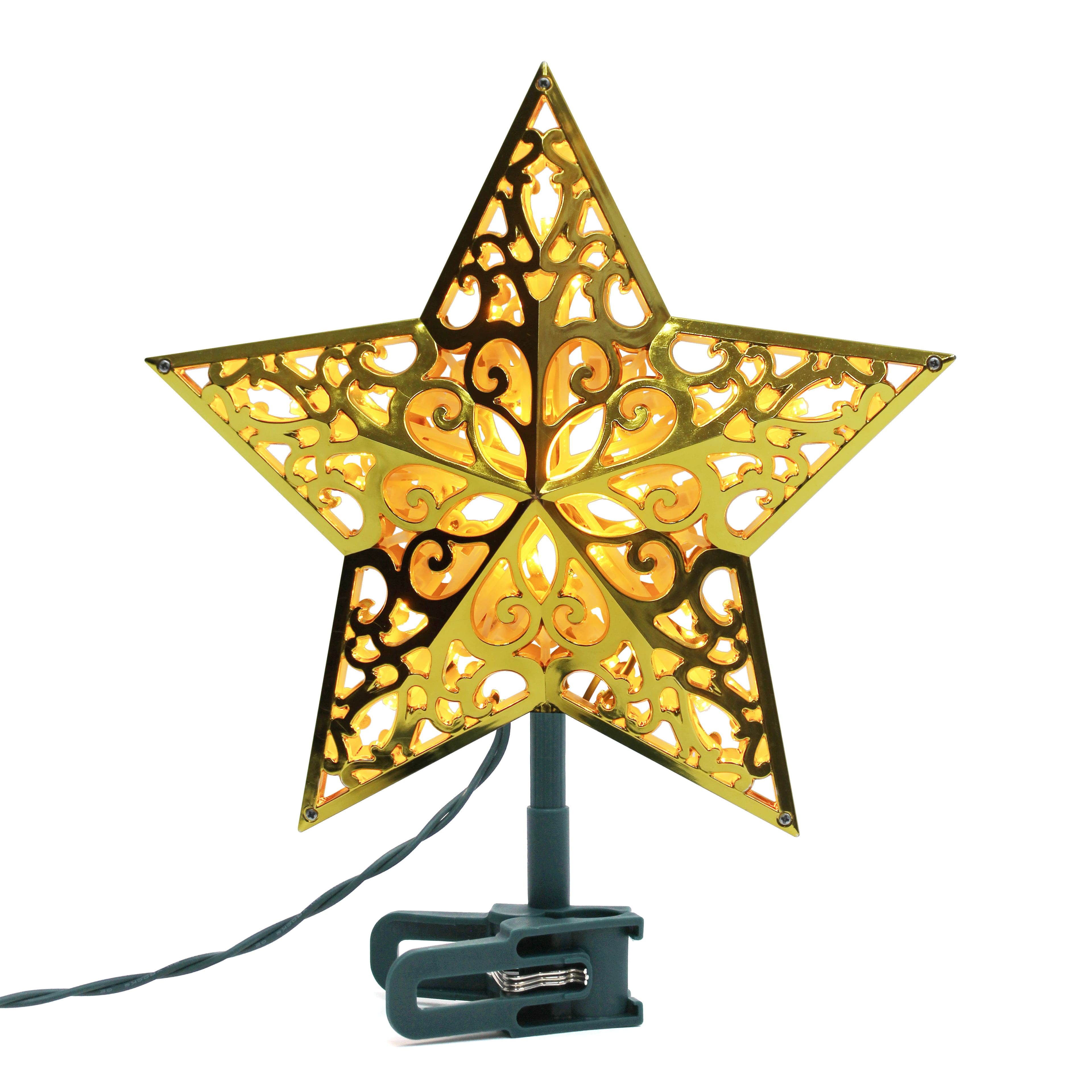 GE StayBright&#xAE; 20ct. Amber LED Gold Star Tree Top