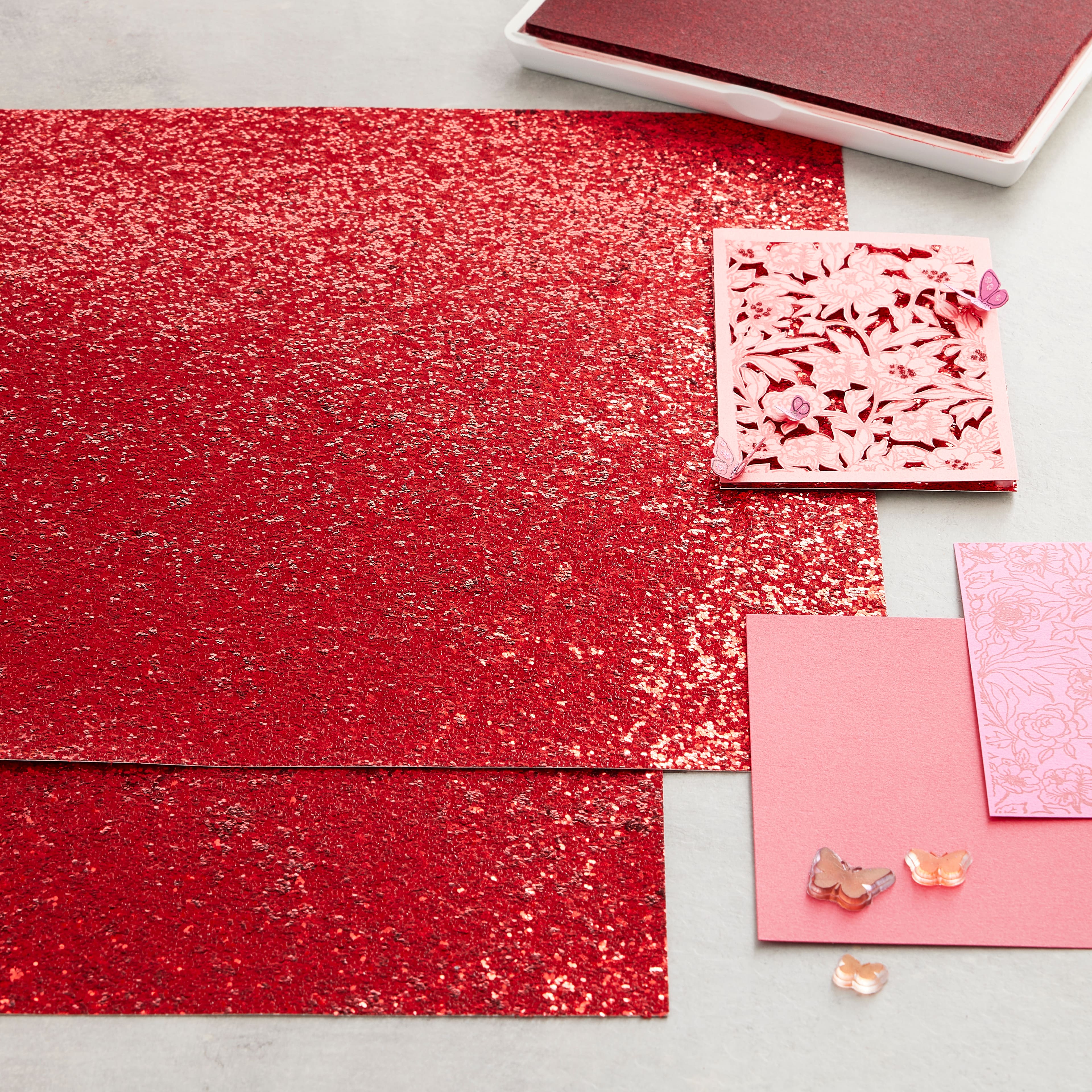 30 Pack: Burgundy Fine Glitter Paper by Recollections®, 12 x 12