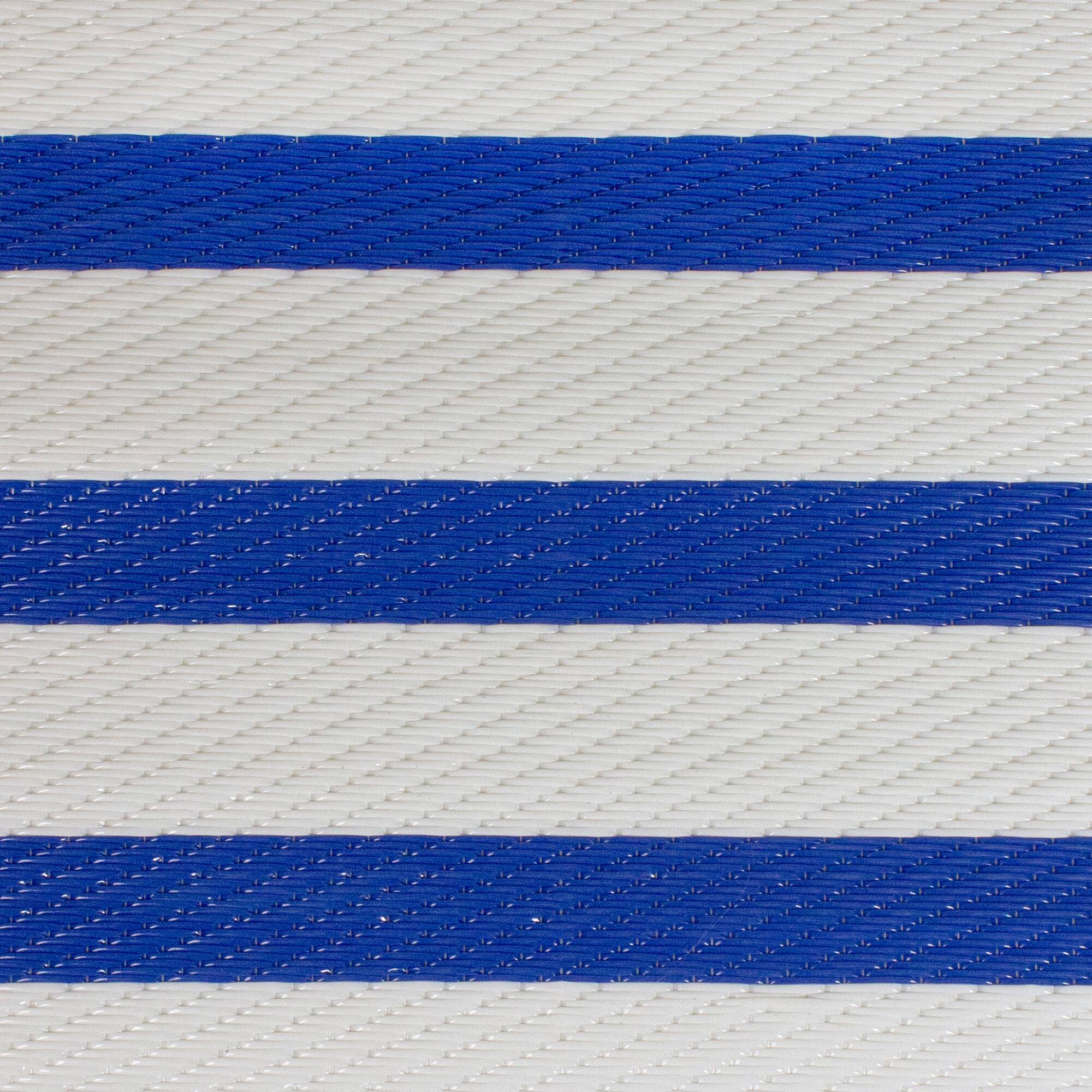 Blue &#x26; White Striped Rectangular Outdoor Area Rug, 4ft. x 6ft.