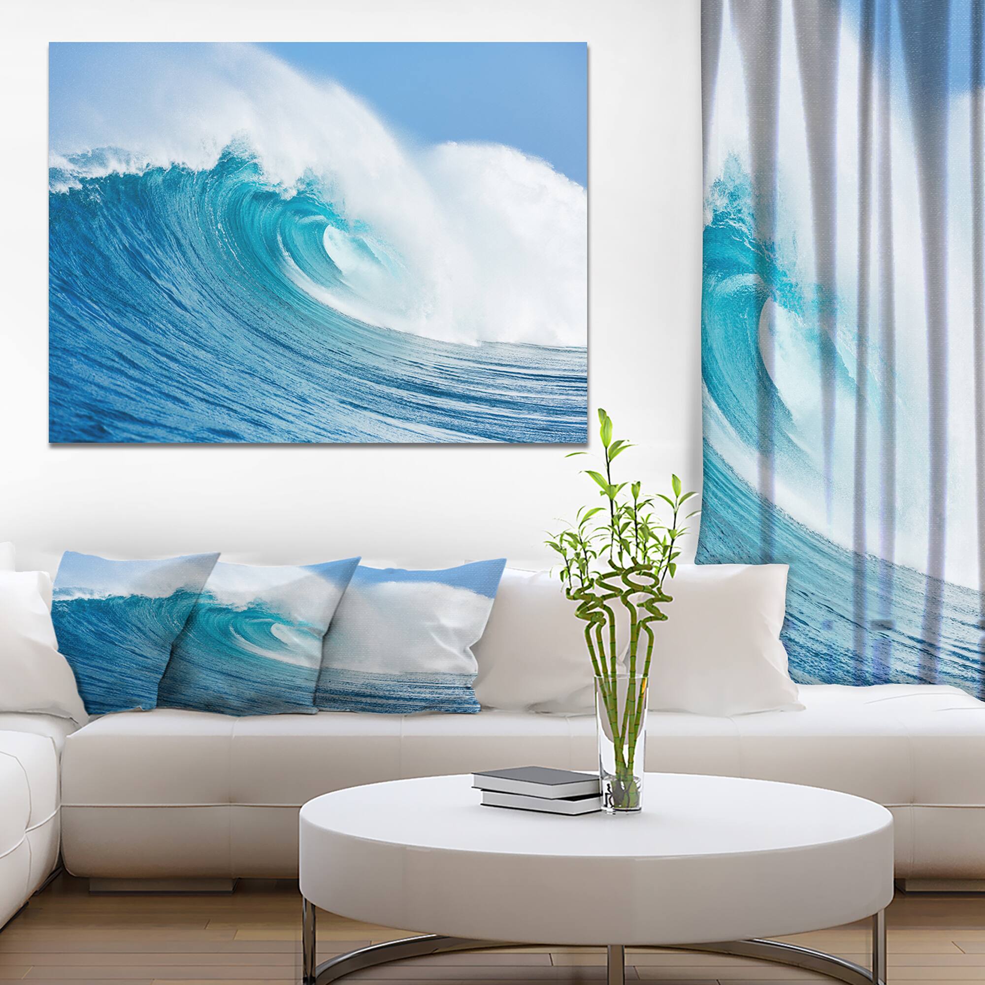 Designart - Blue Ocean Wave - Sea & Shore Photography on wrapped Canvas