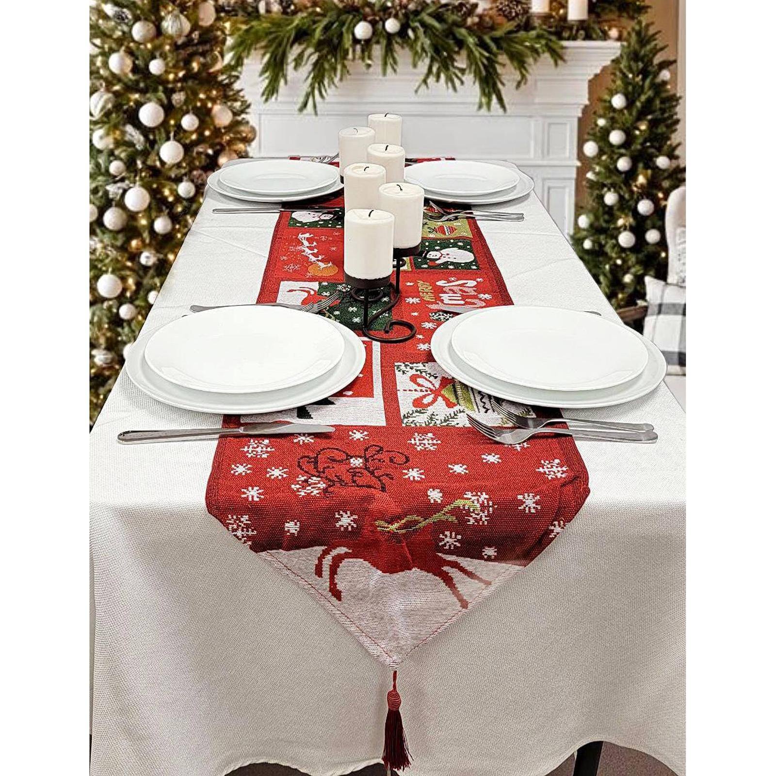 Wizardi 13.75" x 67" Holiday Patchwork Christmas Table Runner