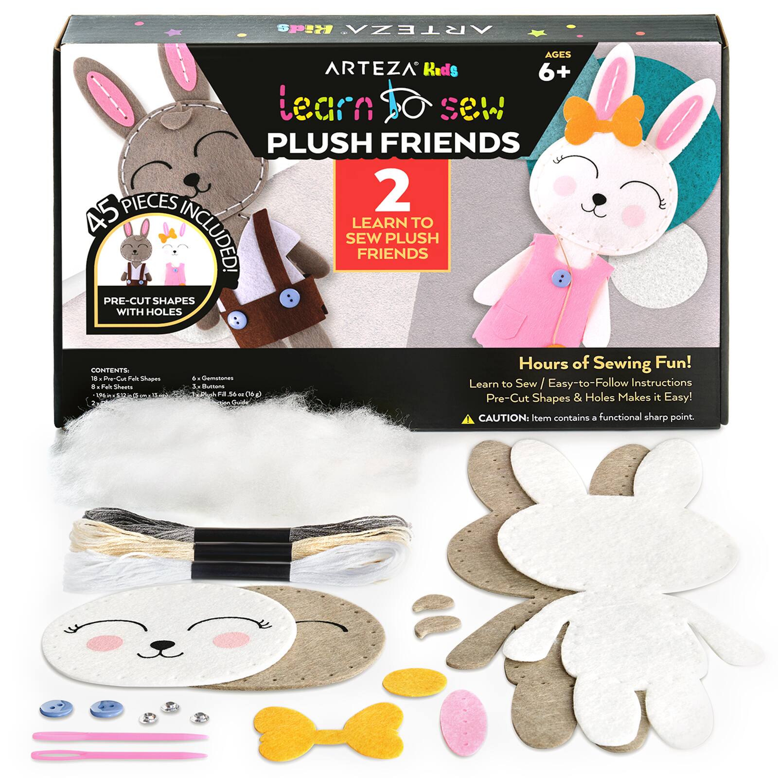 Arteza&#xAE; Kids Learn to Sew Plush Friends Kit