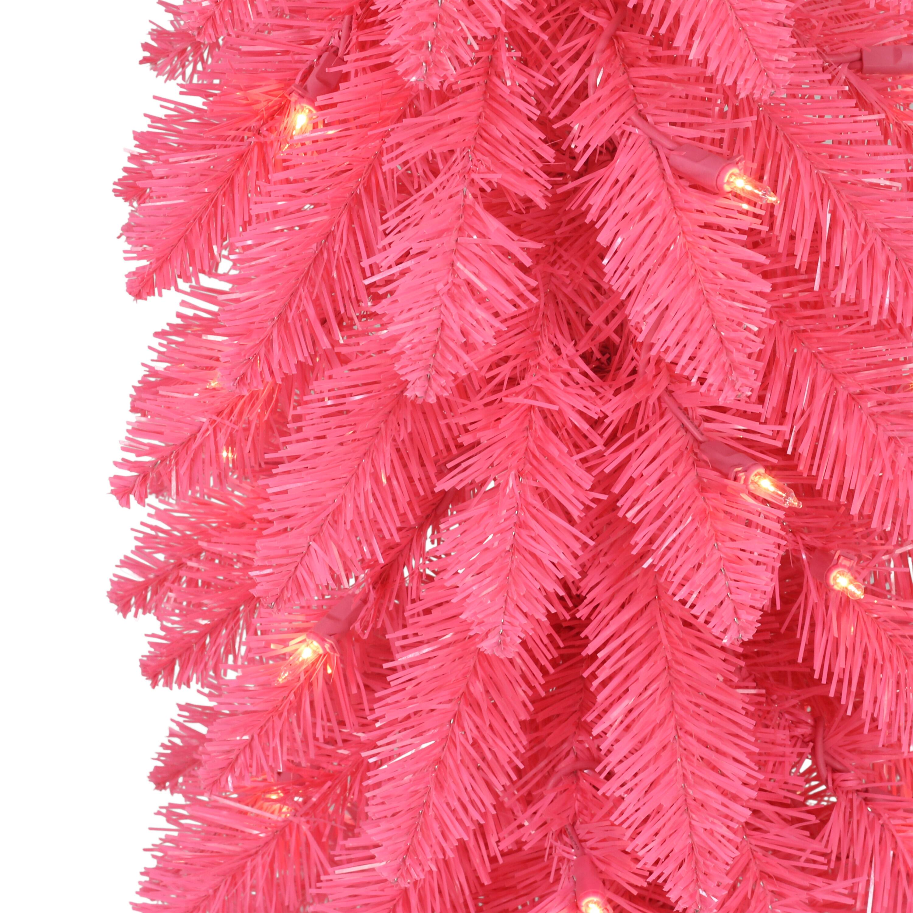 4ft. Pre-Lit Pink Artificial Alpine Pencil Tree, Clear Lights