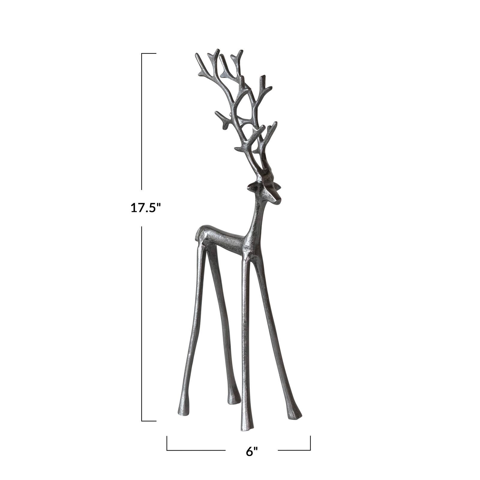 Hello Honey&#xAE; 17.5&#x22; Gunmetal Cast Aluminum Thin Reindeer Tabletop Figurine