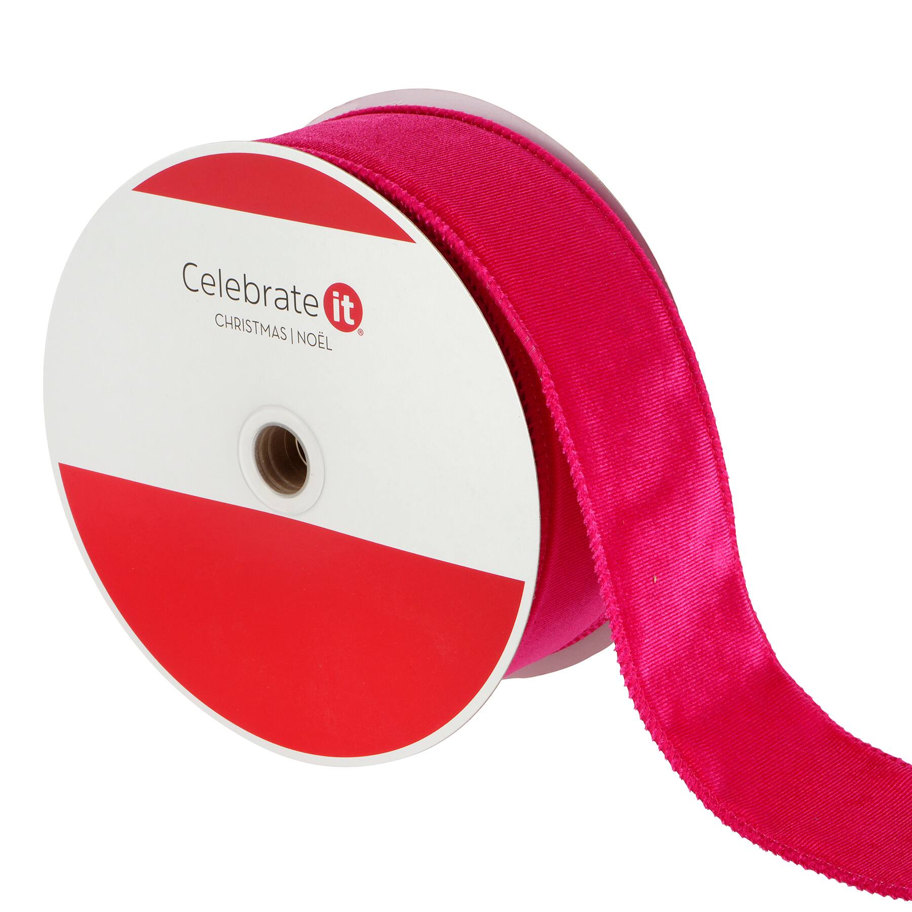 2.5" x 80ft. Pink Flocked Wired Jumbo Ribbon by Celebrate It®