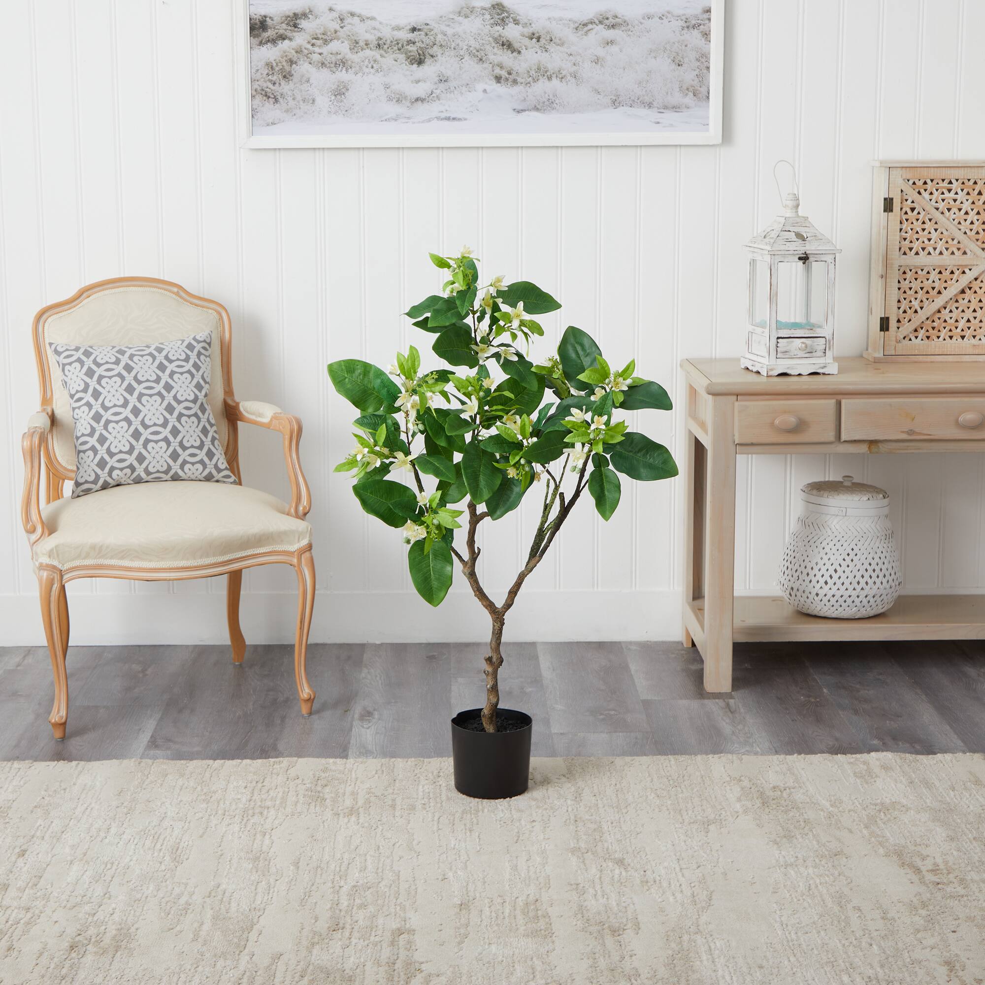 4ft. Potted Grapefruit Flower Artificial Tree