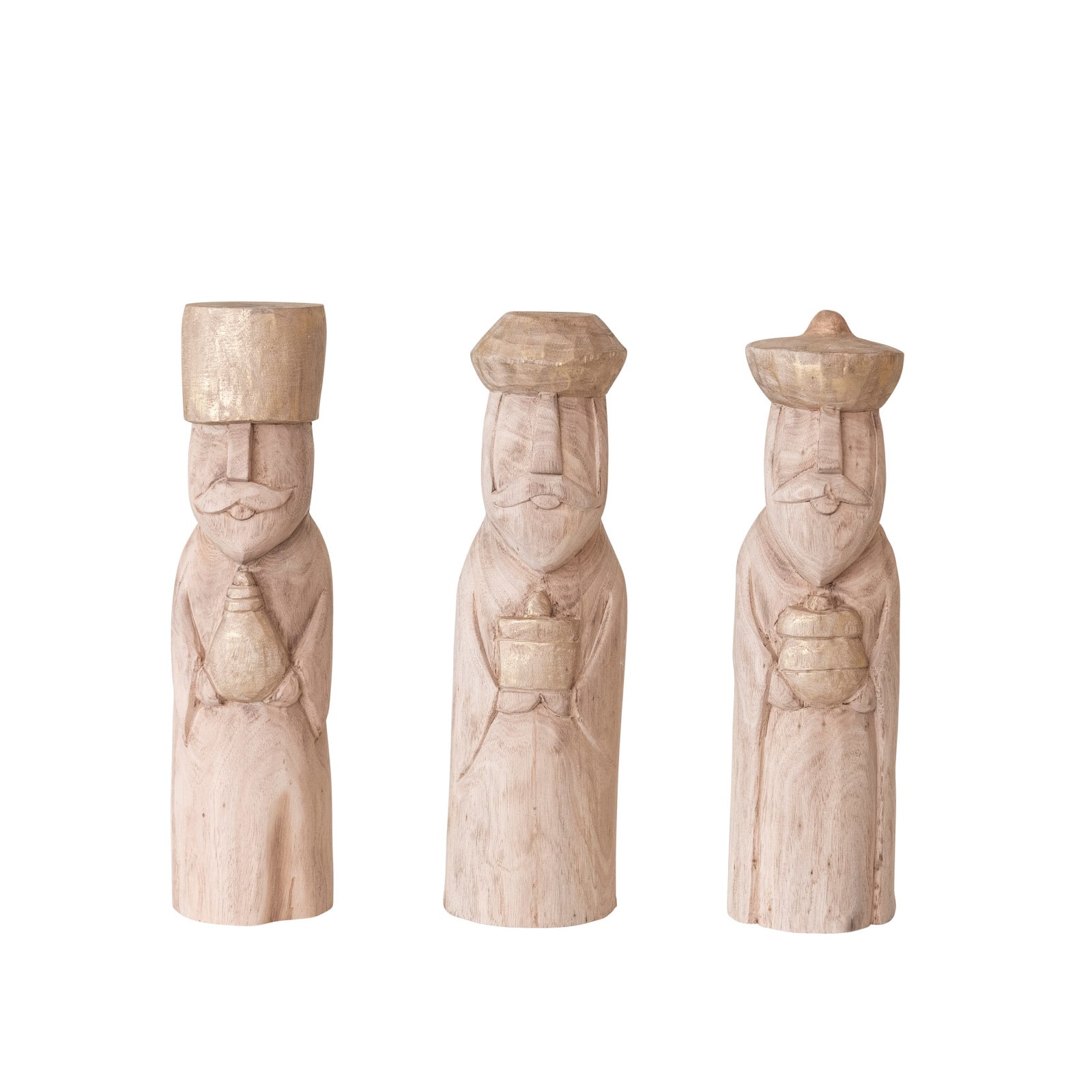 Hello Honey® 15" Hand-Carved Mango Wood Wise Men Sculpture Set