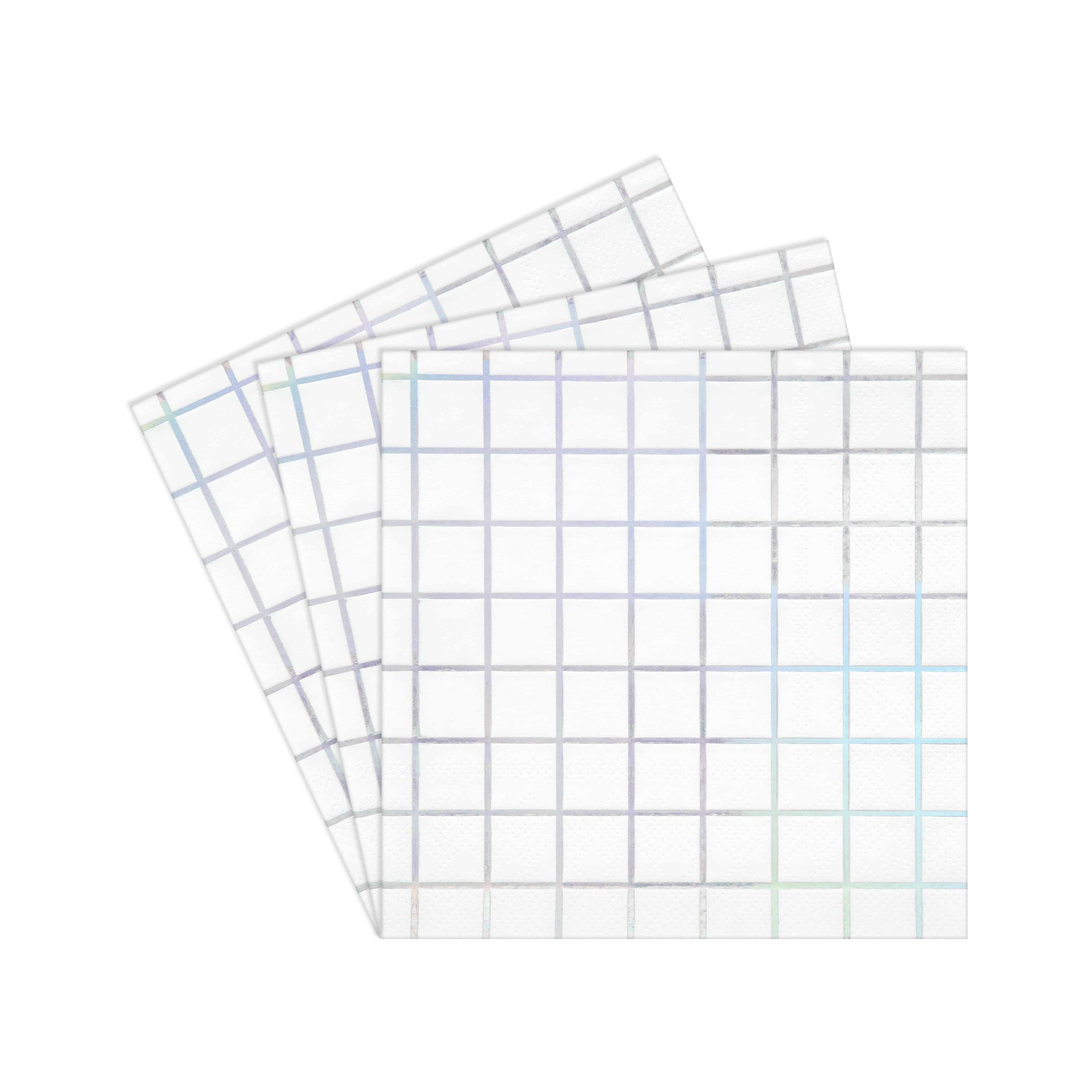 Iridescent Foil Grid Paper Beverage Napkins by Celebrate It&#x2122;, 16ct.