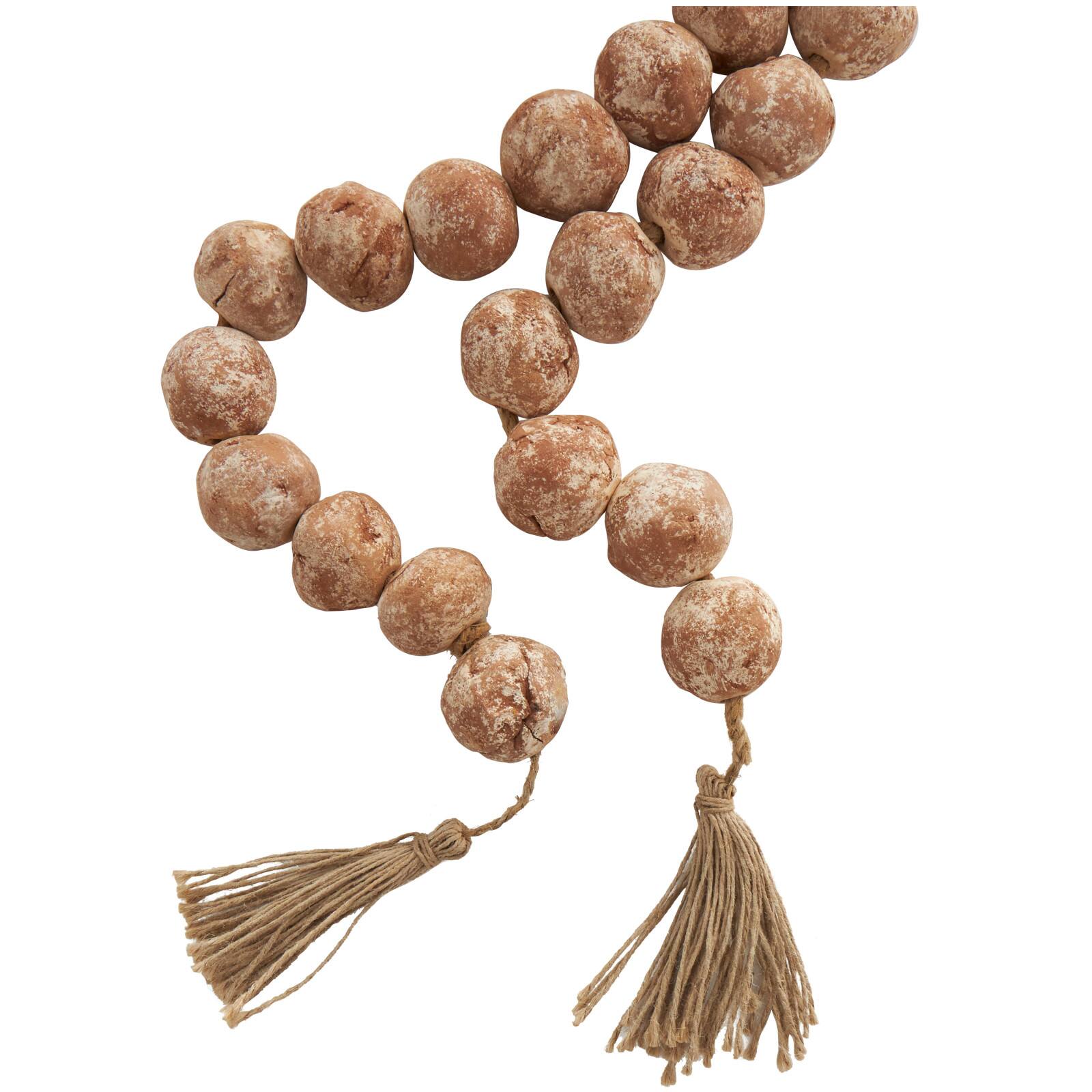 5ft. Paper Mache Round Distressed Beaded Garland with Tassel