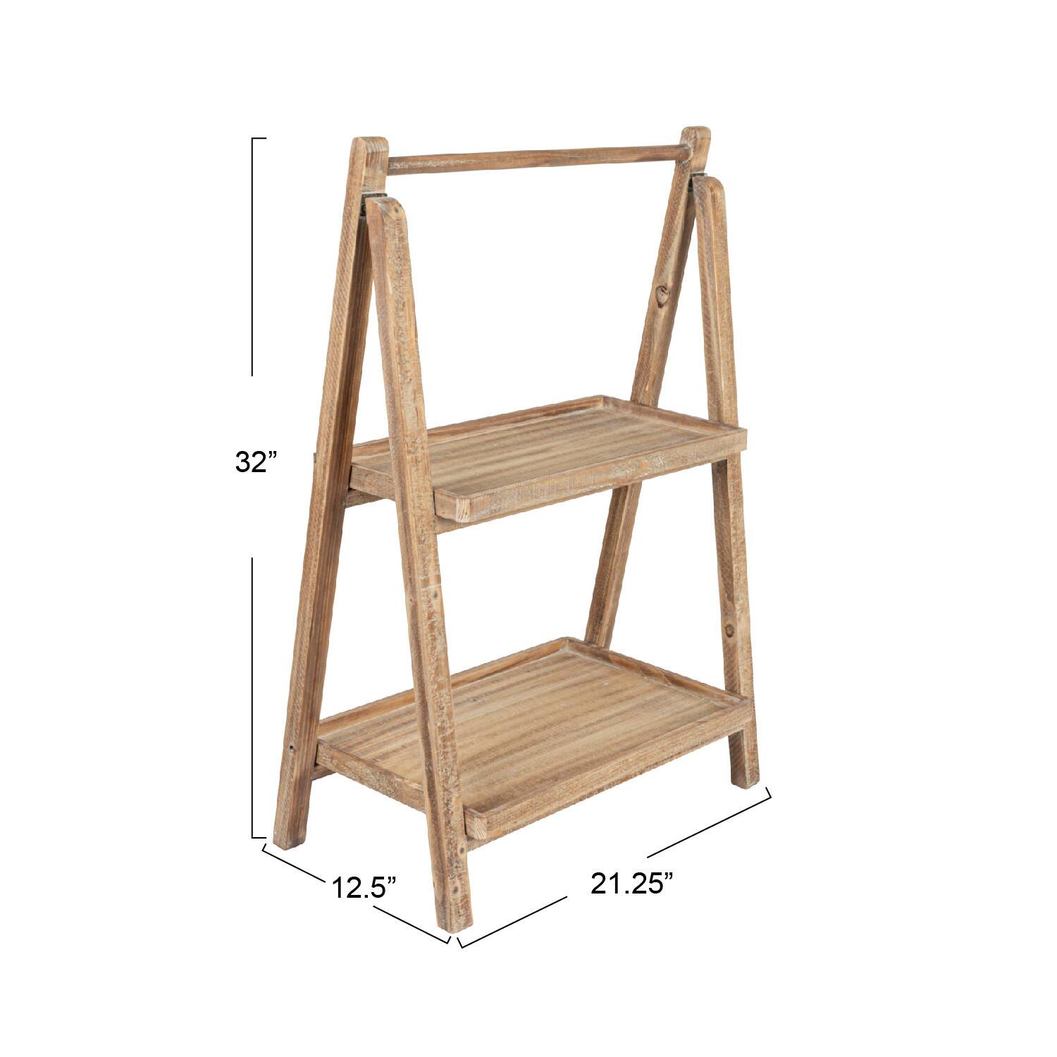 Hello Honey&#xAE; 3ft. 2-Tier Natural Wood Folding Storage Stand