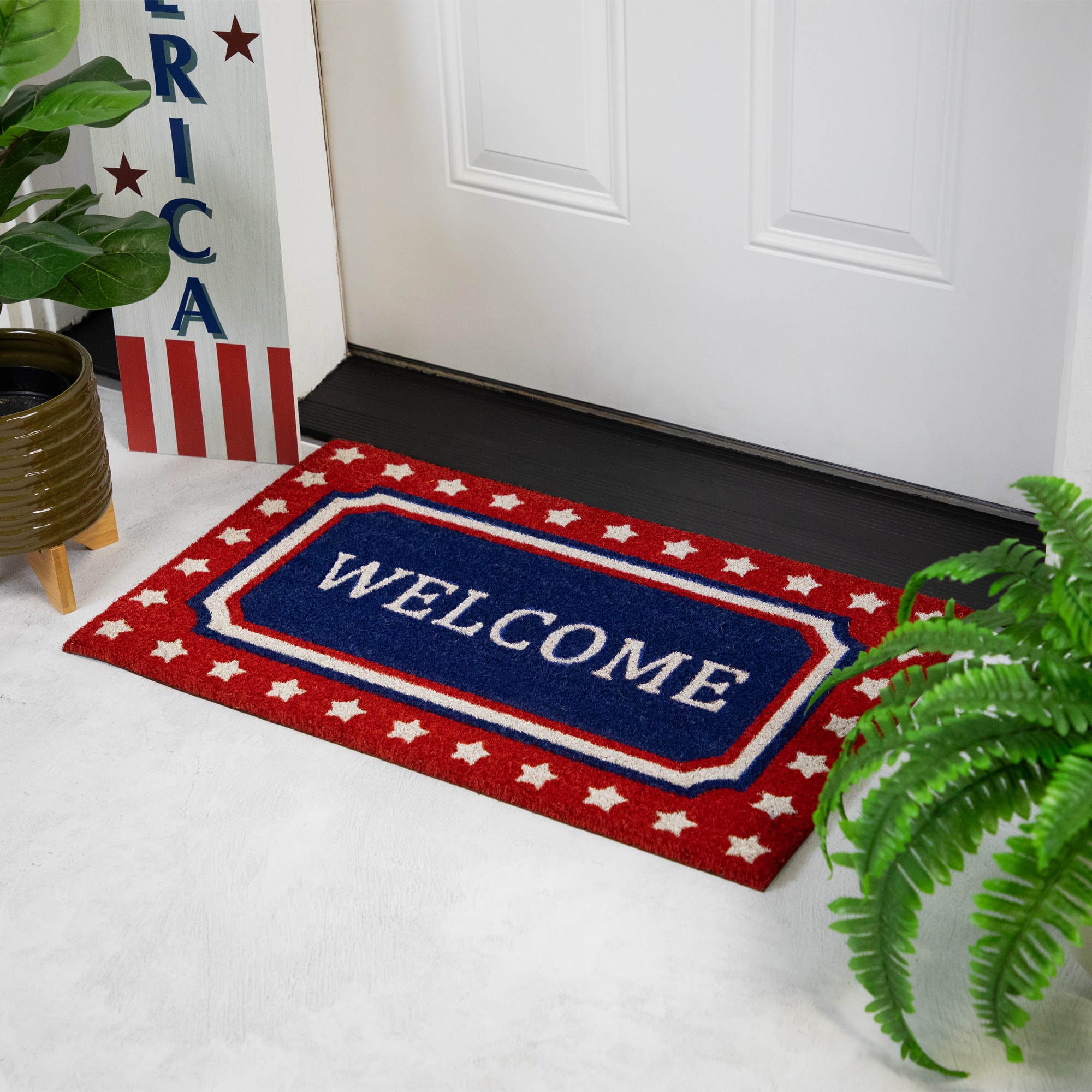 Red, White &#x26; Blue Patriotic Welcome Doormat