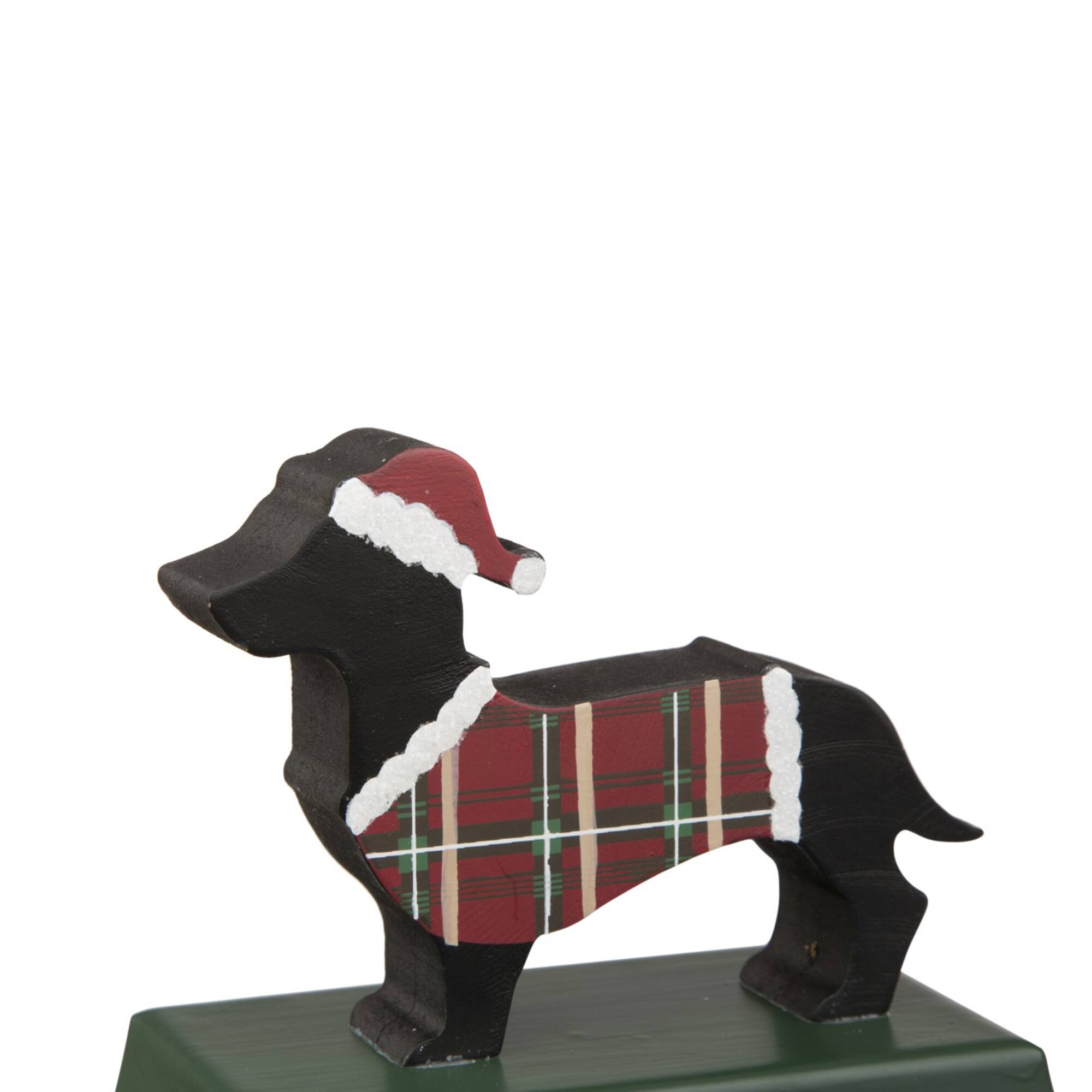Glitzhome&#xAE; 6&#x22; Wooden &#x26; Metal Dachshund Stocking Holder