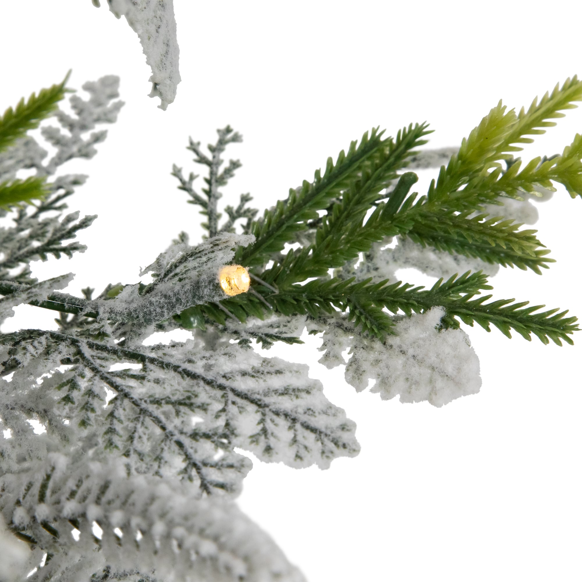 2ft. Pre-Lit Potted Frosted Mixed Pine with Cardinals Christmas Tree, Warm White LED Lights