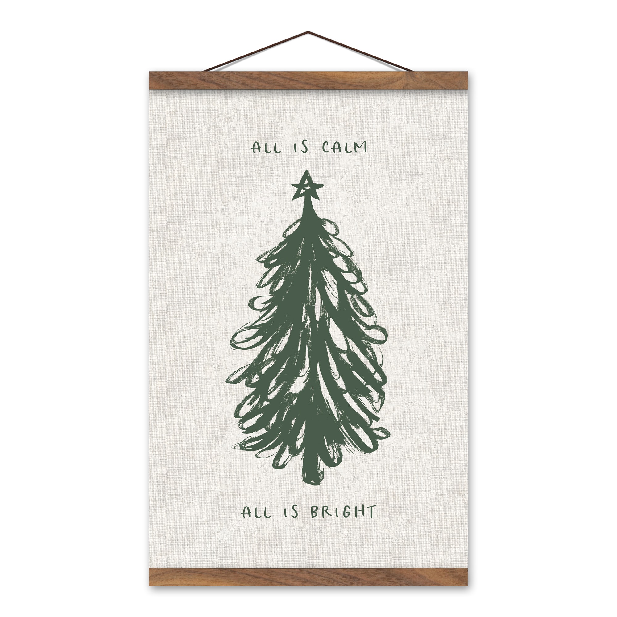 All is Calm All is Bright 12" x 18" Teak Hanging Canvas