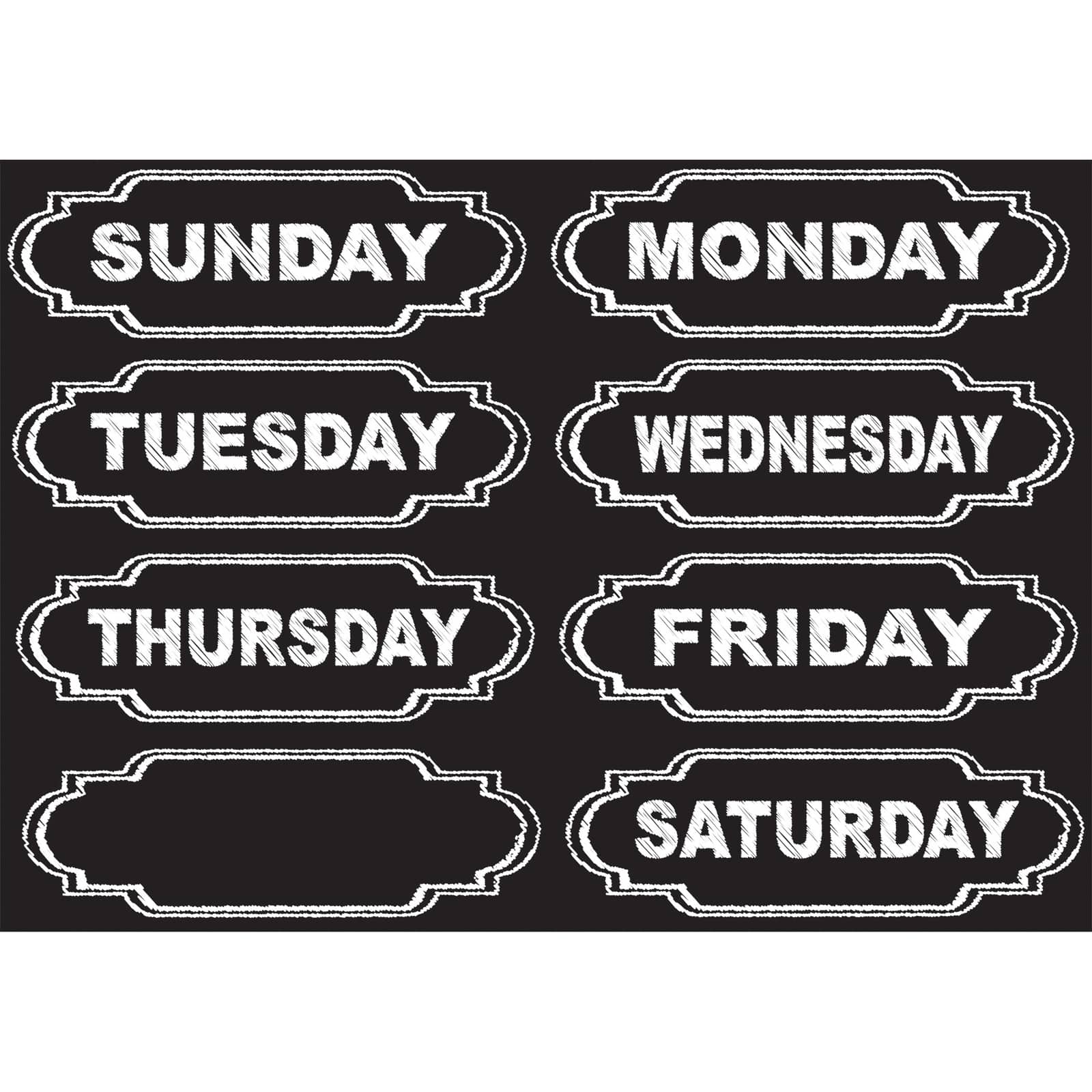 Ashley Productions Chalkboard Days of the Week Magnets, 6 Packs of 8