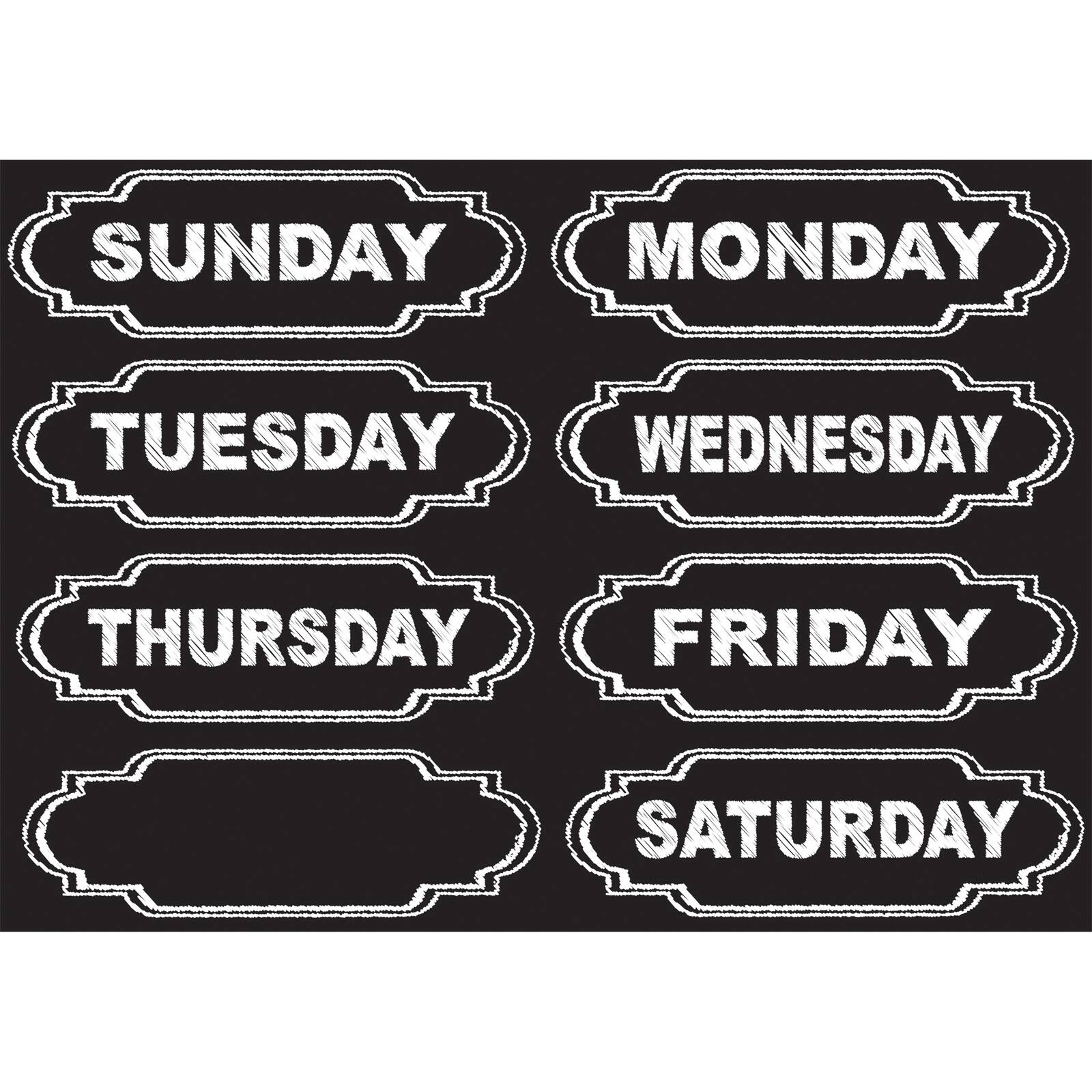 Ashley Productions Chalkboard Days of the Week Magnets, 6 Packs of 8