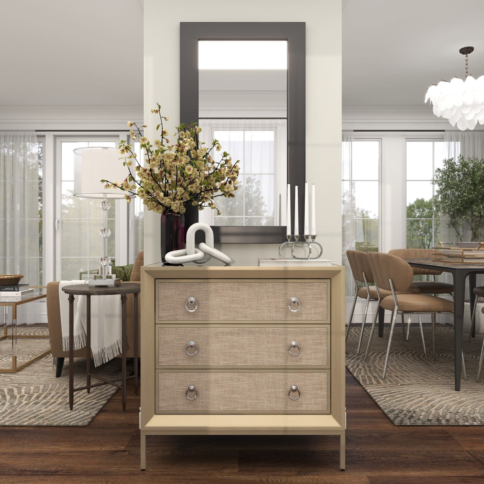 8" Silver Stainless Steel Overlapping Oval Geometric Candelabra