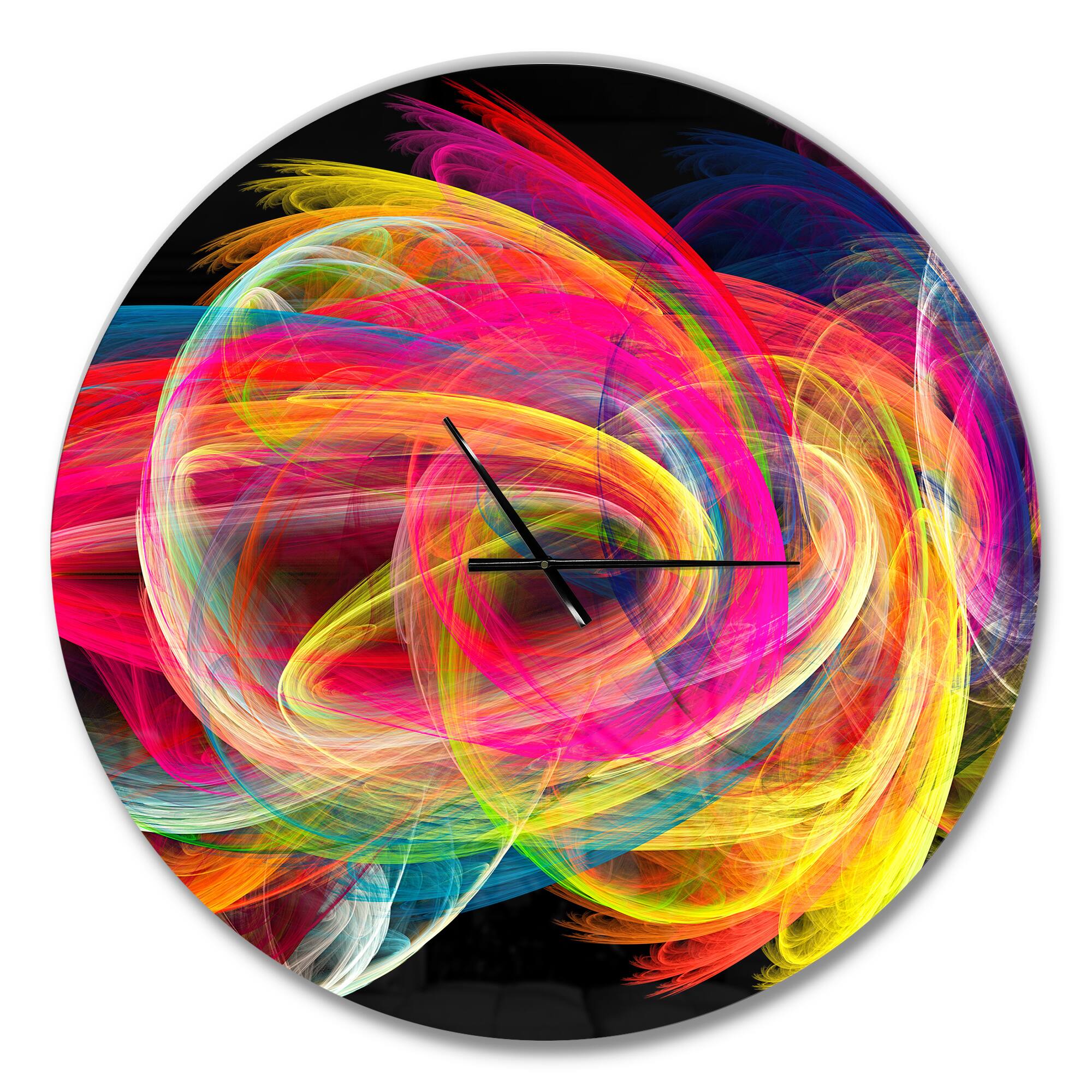 Designart &#x27;Colorful Thick Strokes In Black Modern Wall Clock