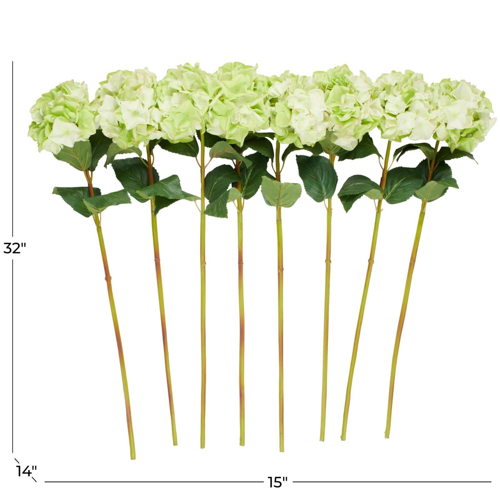 32" Green Hydrangea Artificial Flower Stem, 8ct.