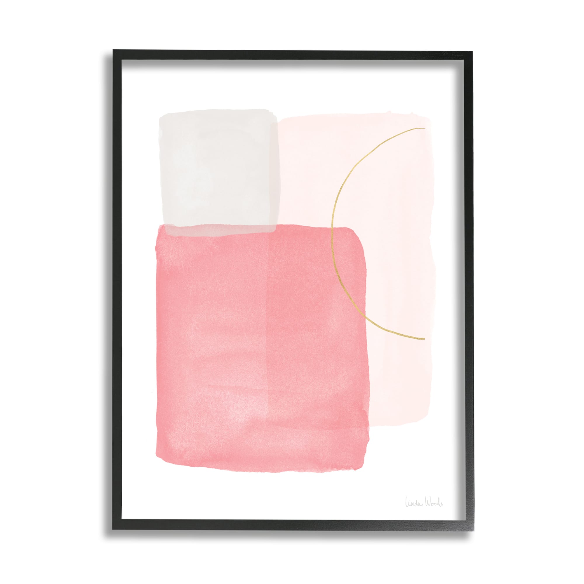 Stupell Industries Pink Blush Boho Abstraction Pastel Layered Shapes Framed Wall Art