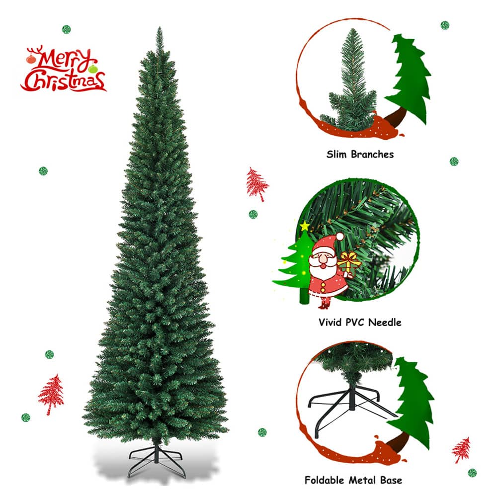 Costway 9ft. Green Pencil Artificial Christmas Tree