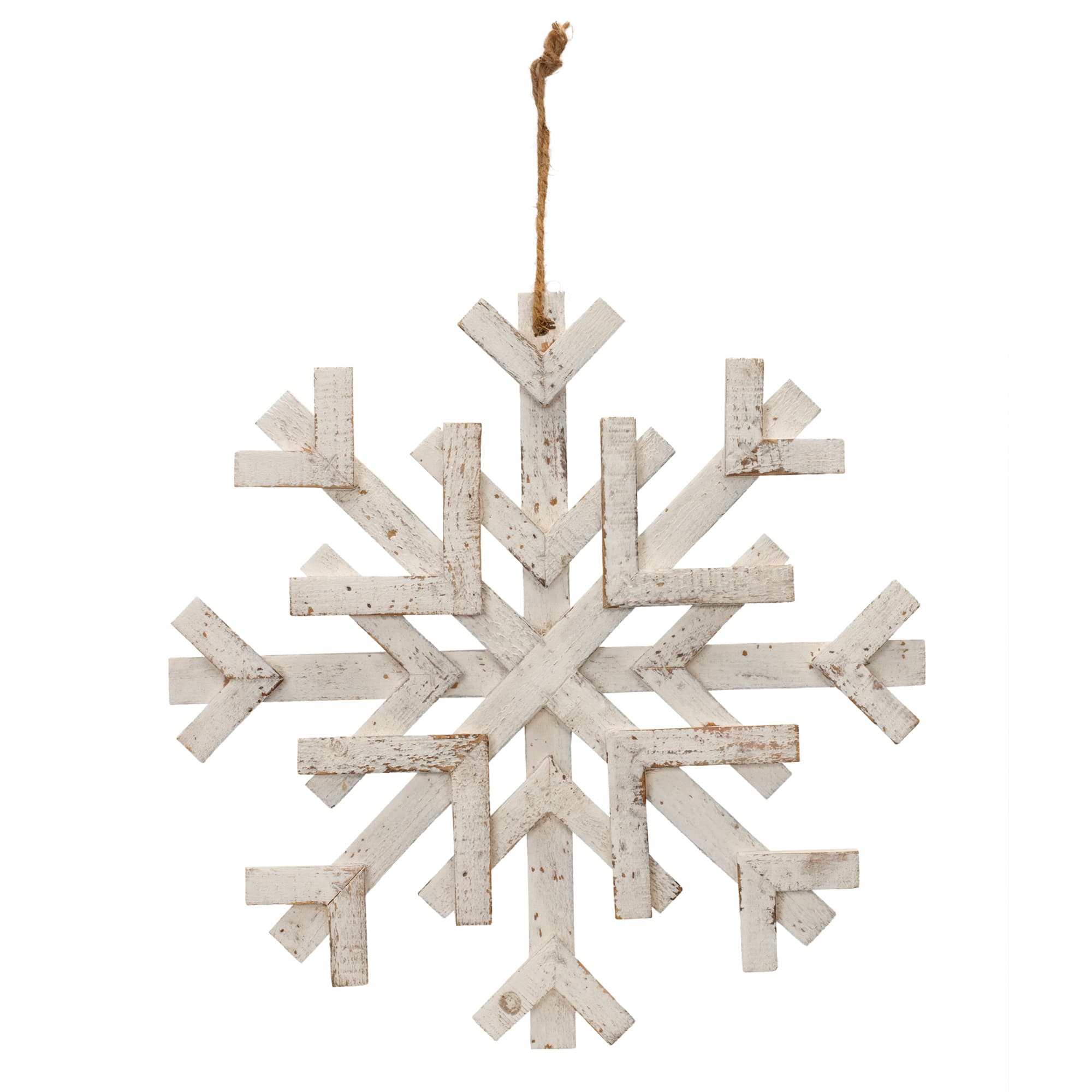 16&#x22; Distressed Fir Wood Snowflake