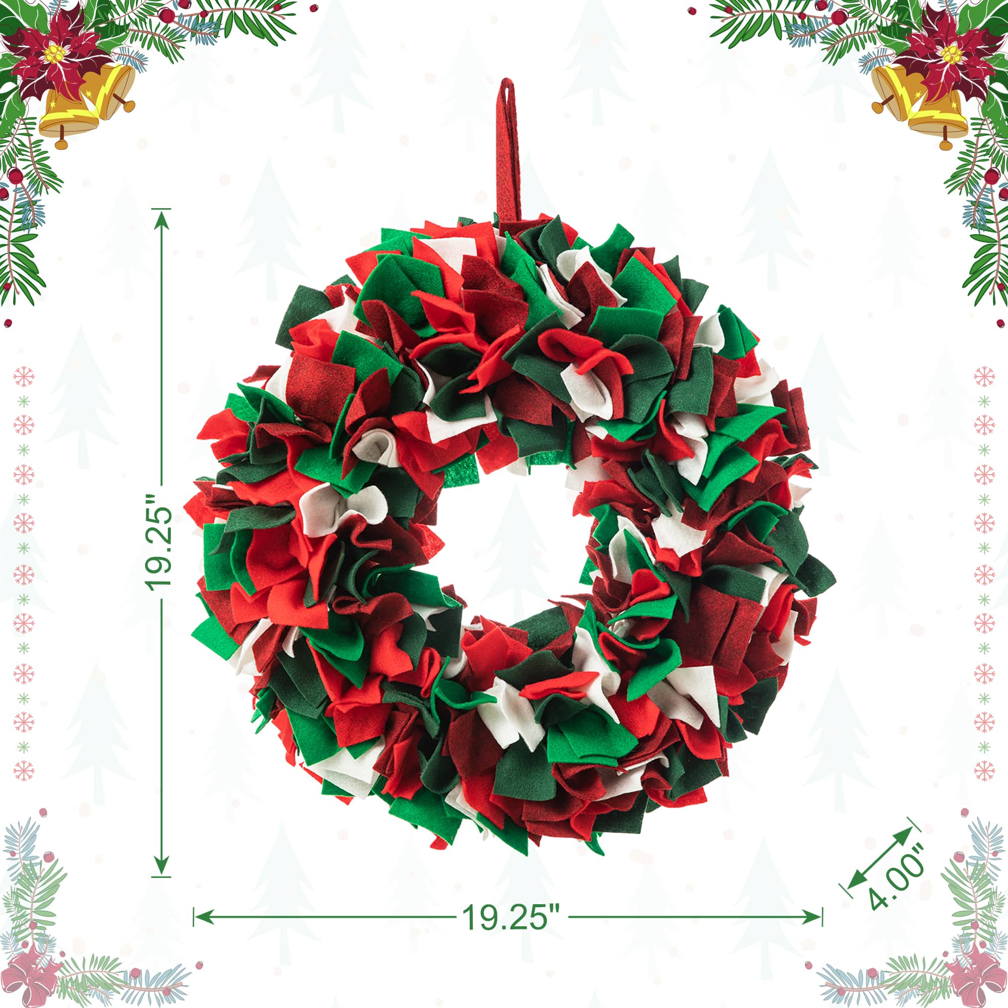 Glitzhome&#xAE; 19.25&#x22; Christmas Multicolor Felt Wreath