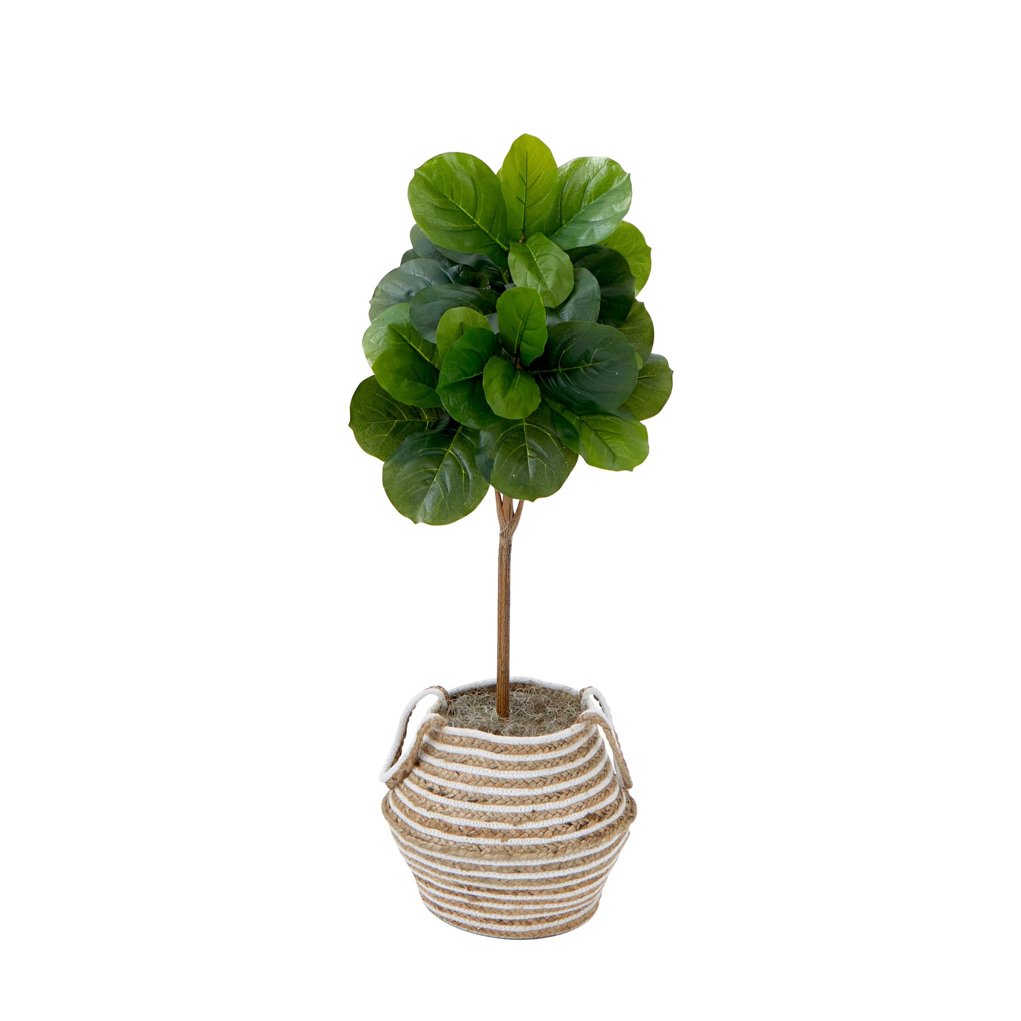 3.5ft. Artificial Fiddle Leaf Fig Tree with Handmade Cotton & Jute Basket with Tassels