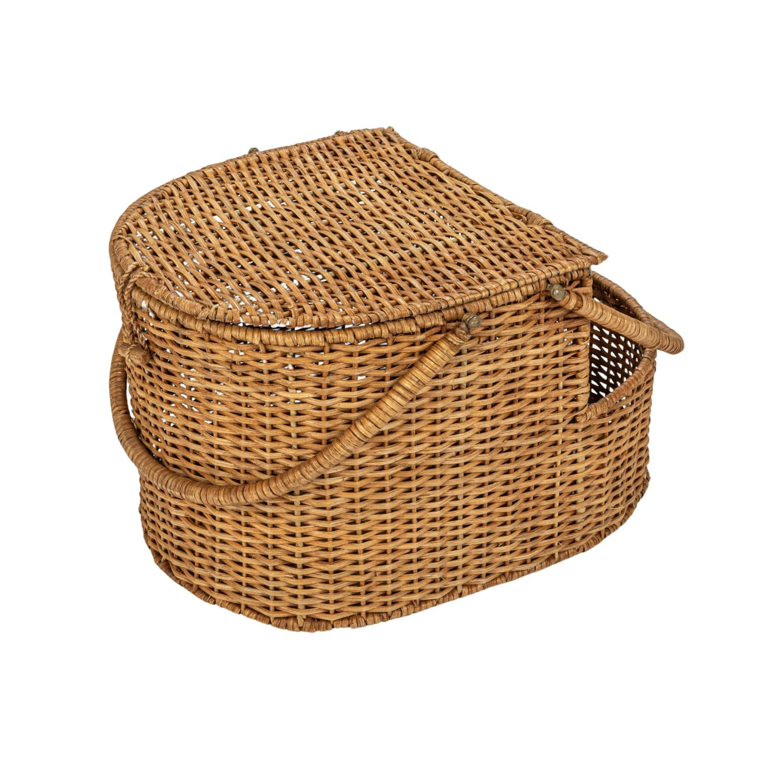 Hello Honey® Natural Oval Wicker Picnic Basket with Open Side Compartment
