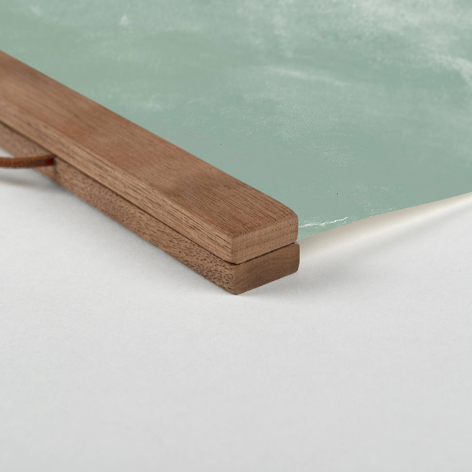 Golden Mountain Landscape Teak Hanging Canvas