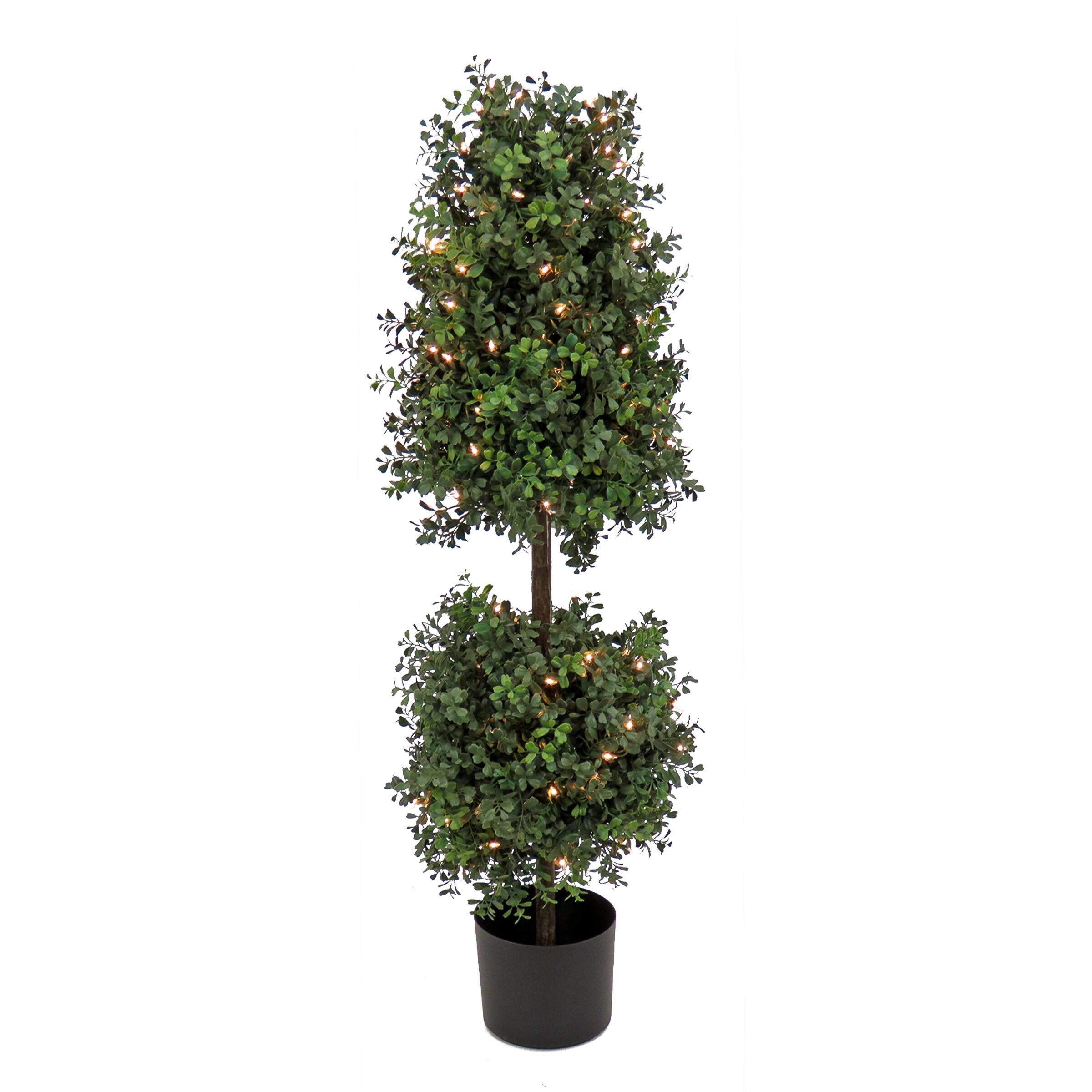 4ft. Pre-Lit Boxwood Cone & Ball Topiary In Nursery Pot