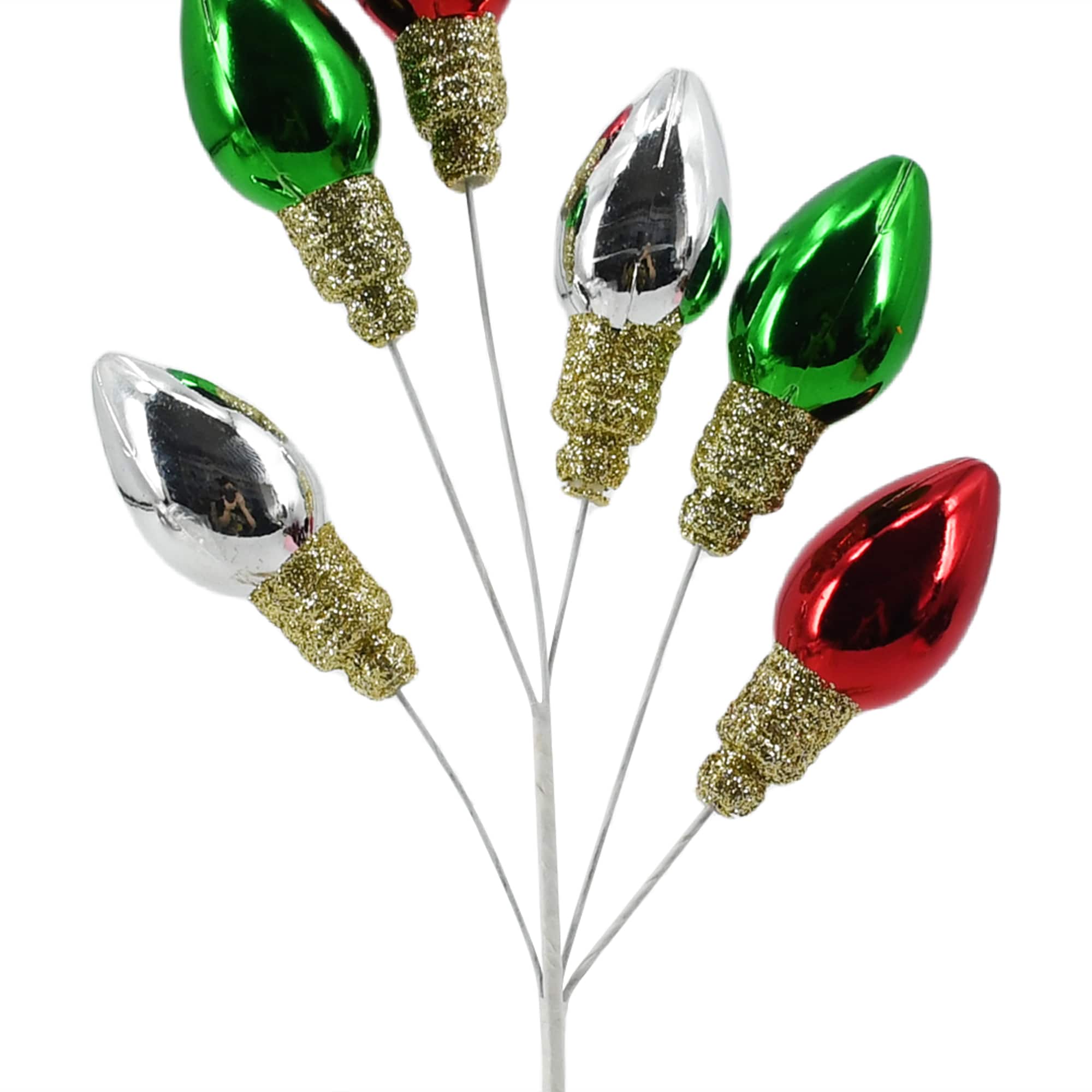 11.5&#x22; Red, Green &#x26; Silver Bulb Pick by Ashland&#xAE;