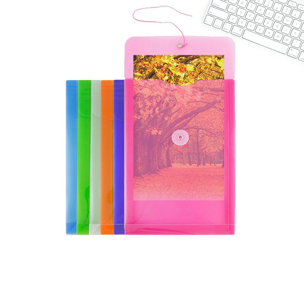 JAM Paper 6.25&#x22; x 9.25&#x22; Assorted Button &#x26; String Tie Closure Plastic Envelopes, 6ct.