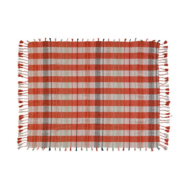 Warm Tone Plaid Cotton Blend Throw Blanket