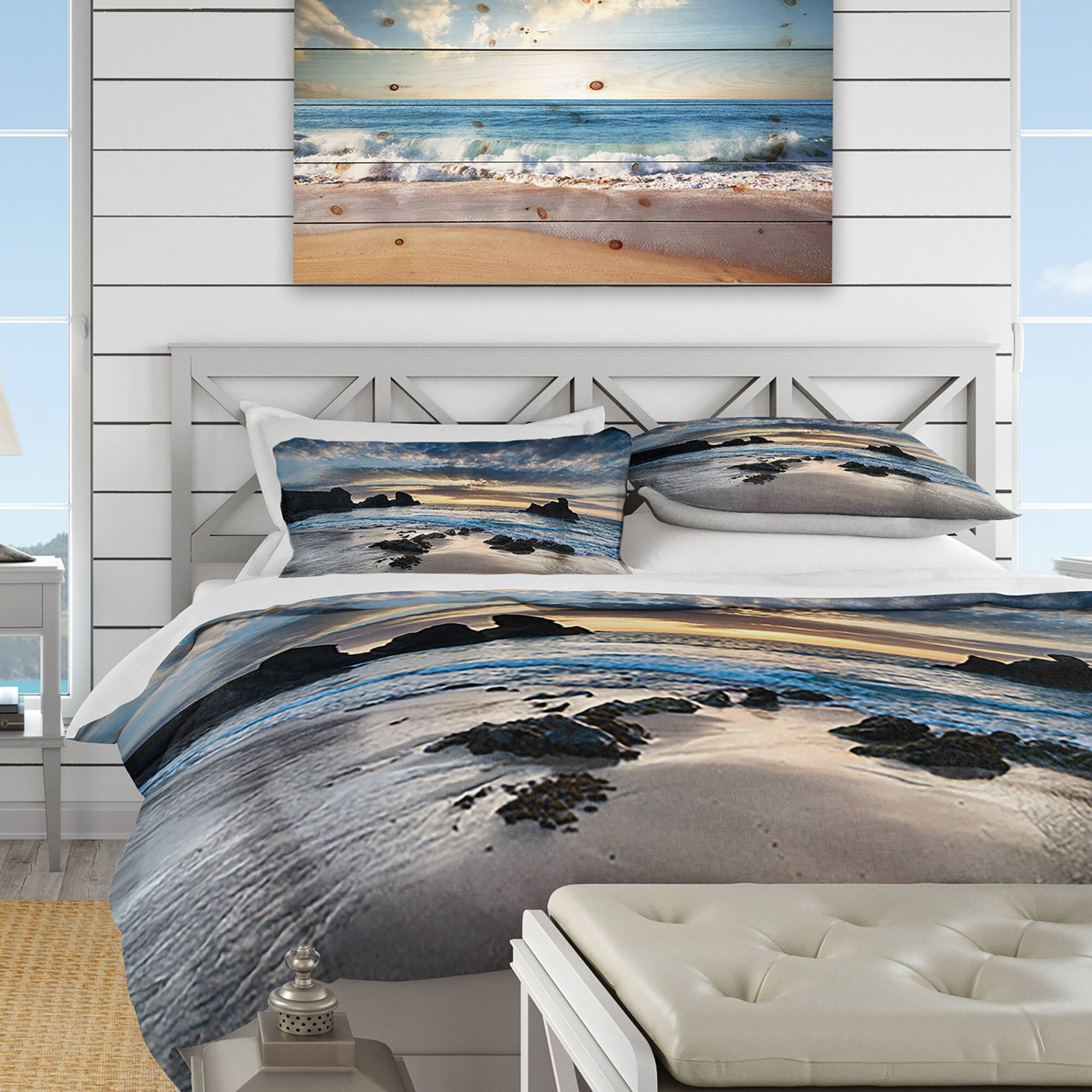 Designart &#x27;Beautiful Porthcothan Bay&#x27; Coastal Bedding Set - Duvet Cover &#x26; Shams