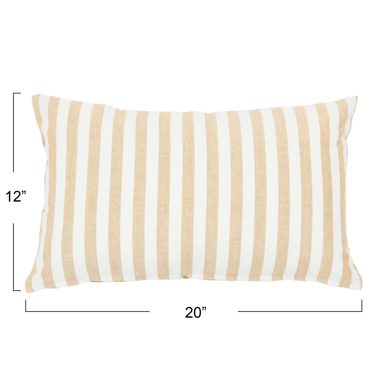 20&#x27;&#x27; Striped Beige Cotton Lumbar Pillow Cover