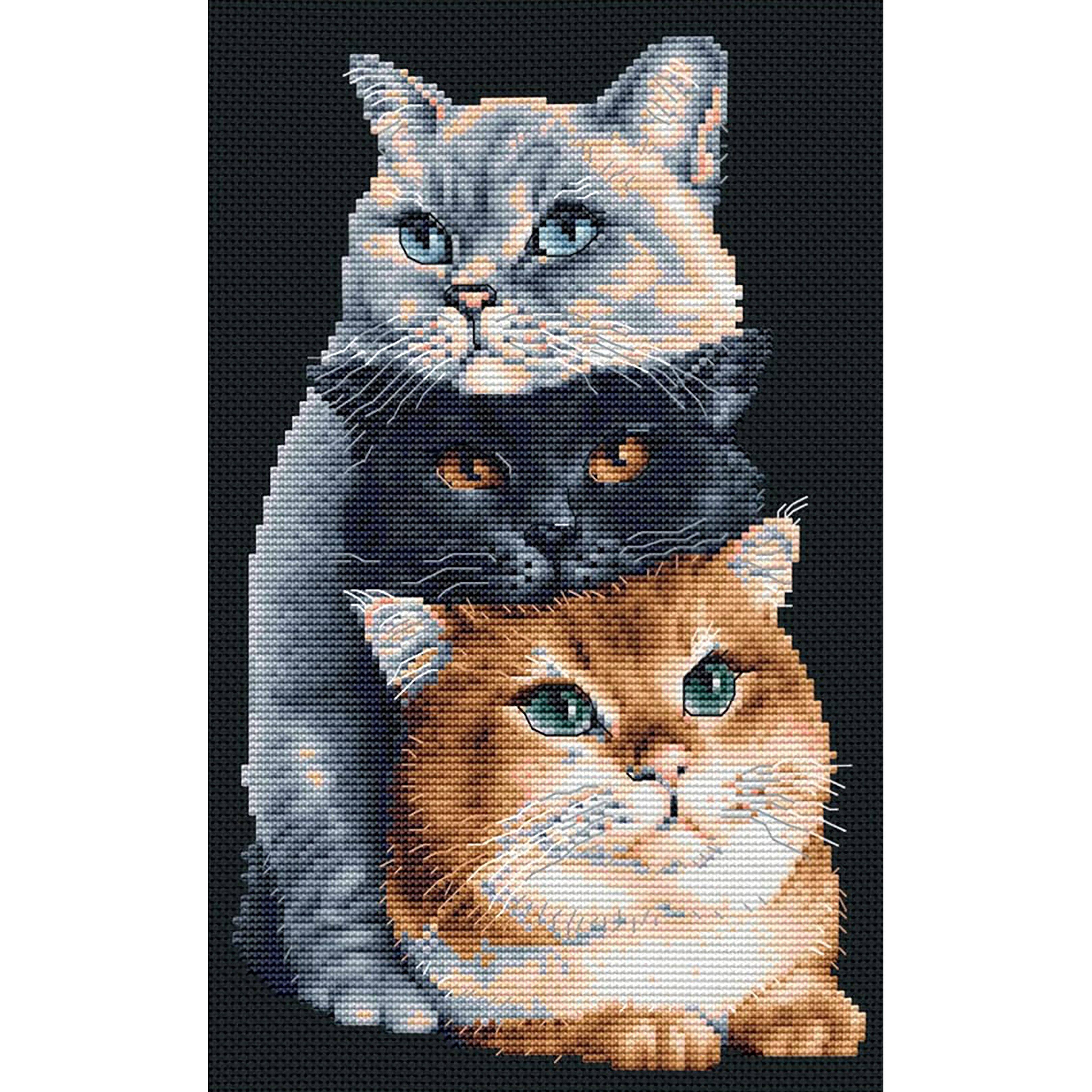 Thea Gouverneur Three Cats Black Cross Stitch Kit