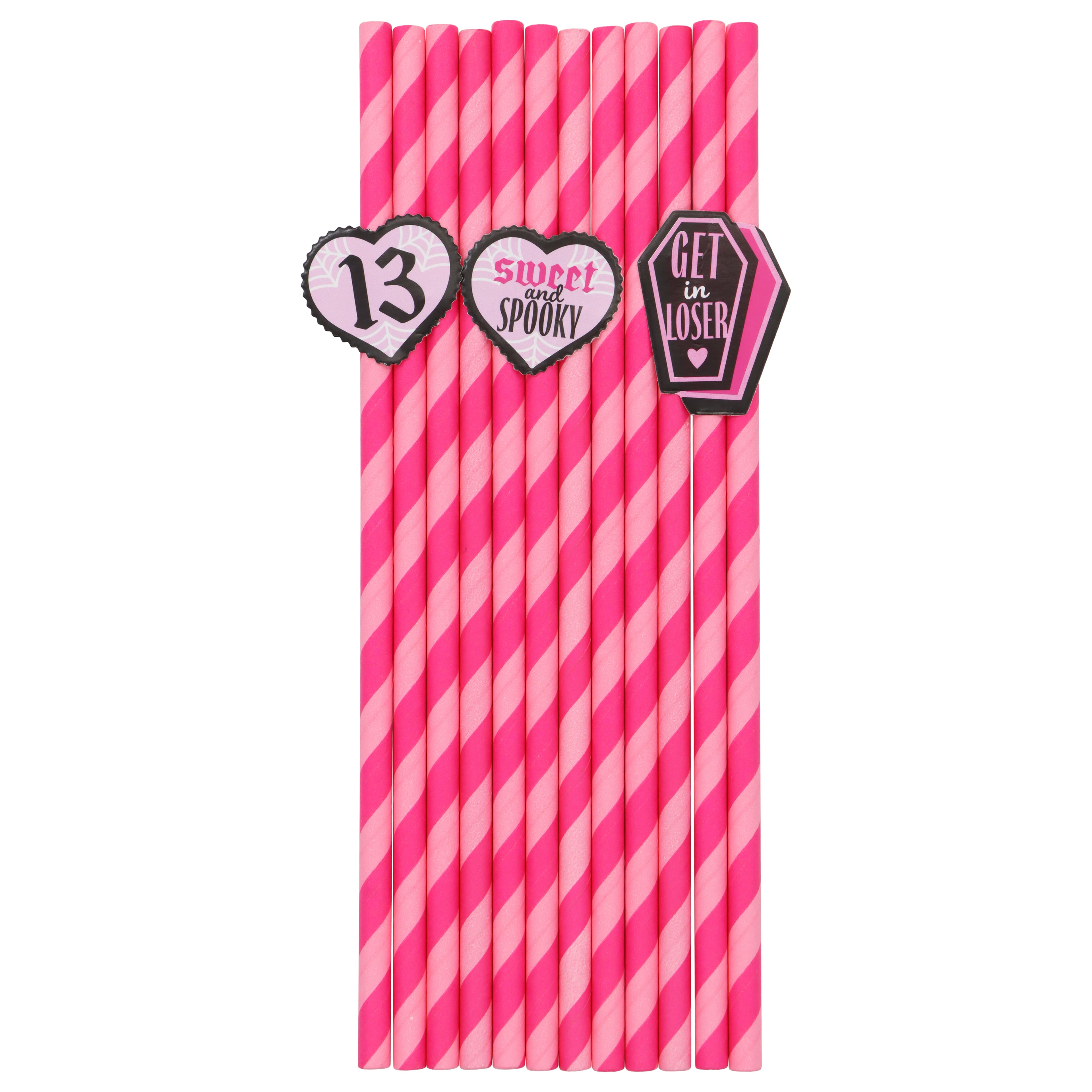 7.5&#x22; Pink &#x26; White Paper Straws, 12ct. by Makery&#x2122;