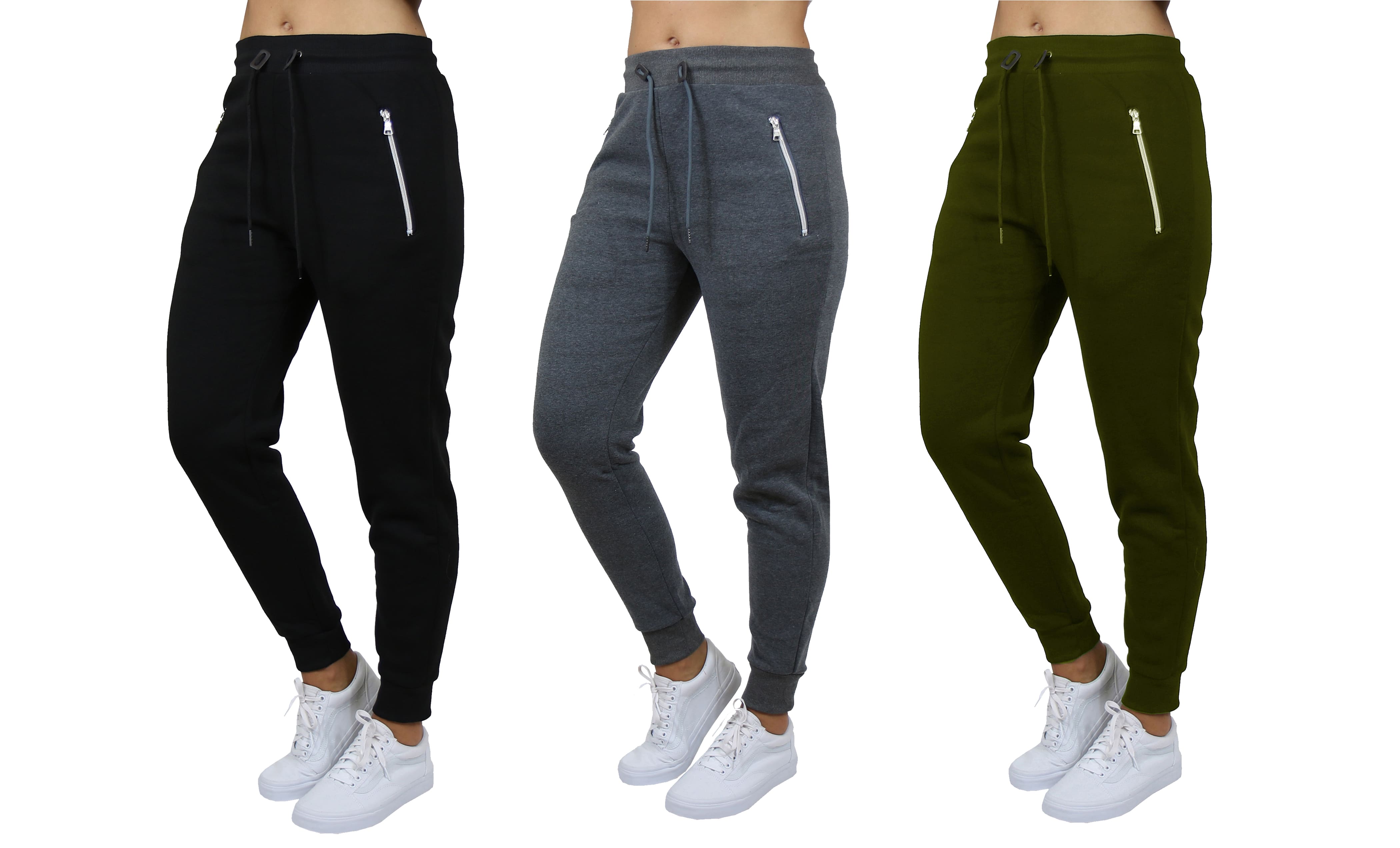 Galaxy by Harvic Women's Relaxed-Fit Jogger Sweatpants 3 Pack