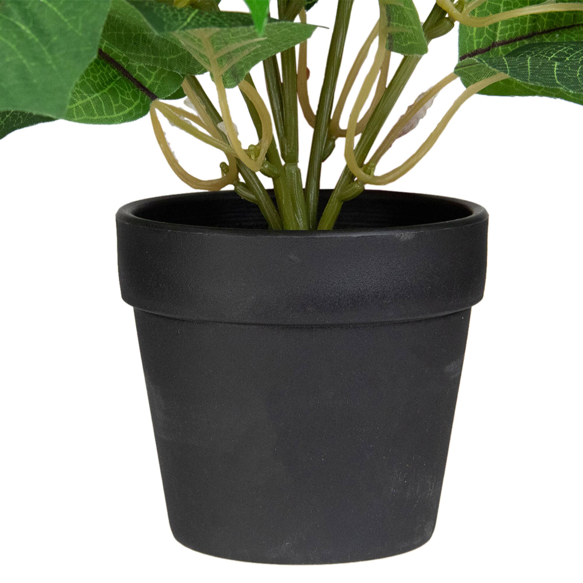 14.5&#x22; Potted White Artificial Christmas Poinsettia Flower Plant