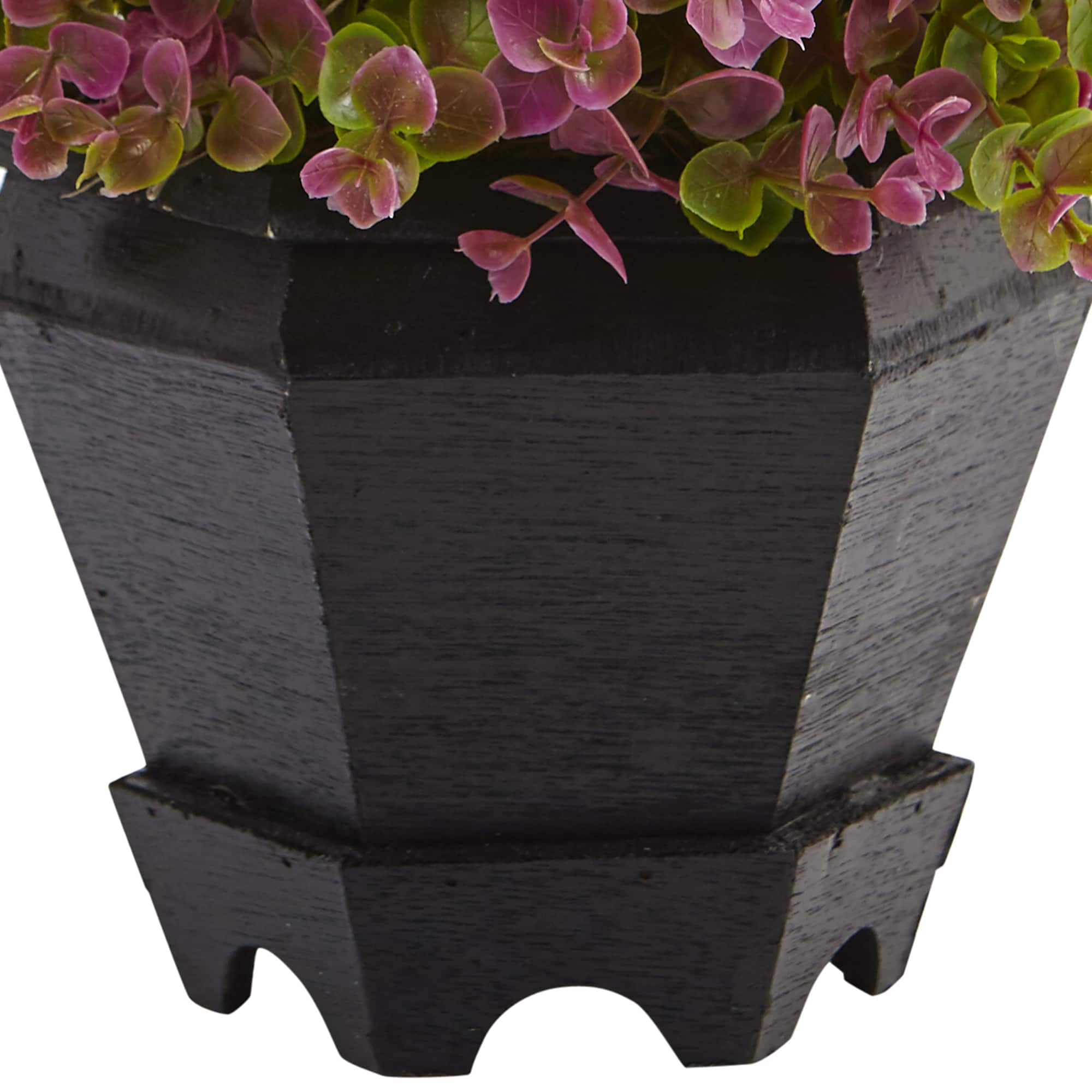 13in. Sedum &#x26; Eucalyptus Plant in Black Hexagon Planter