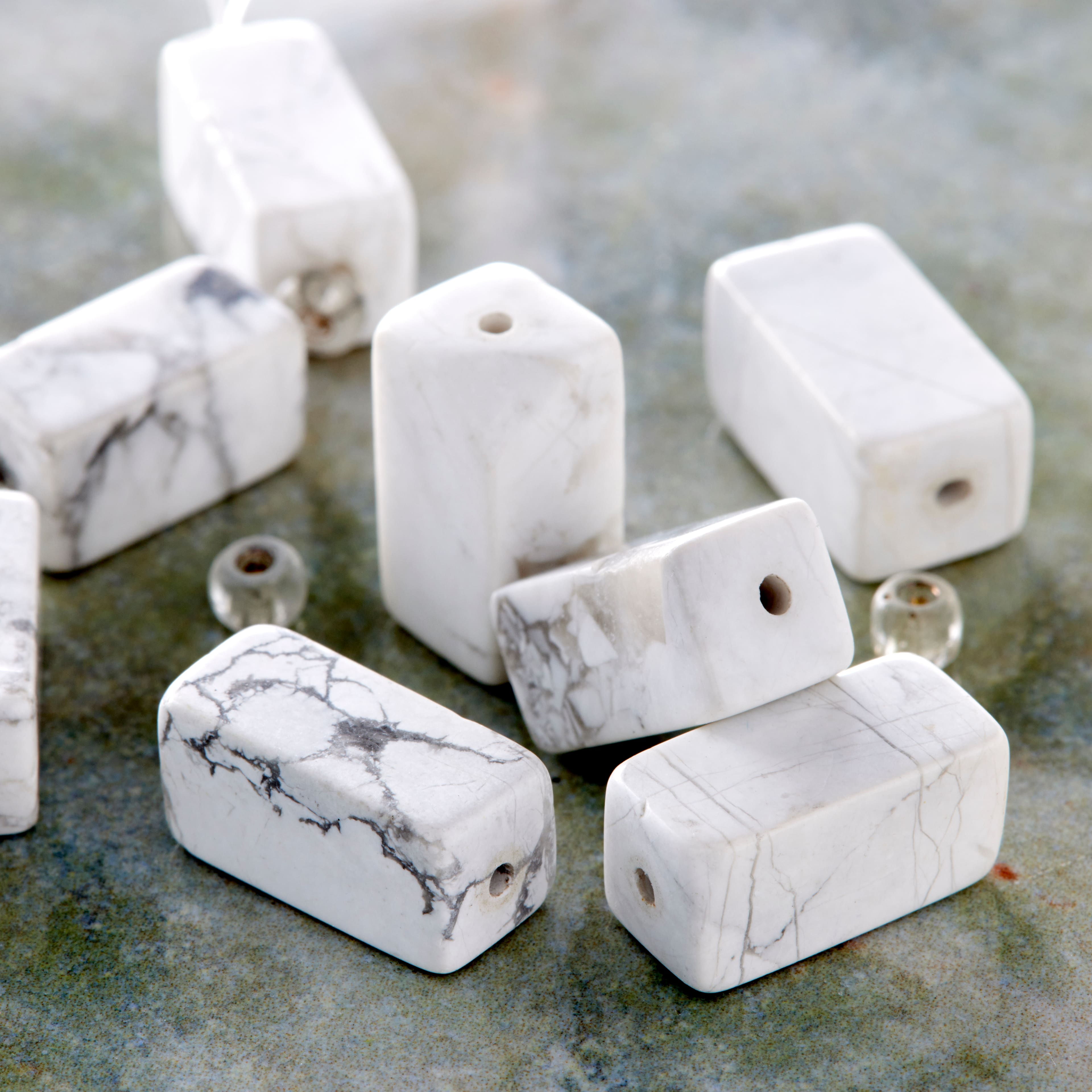 White Large Howlite Rectangle Beads, 16mm by Bead Landing™