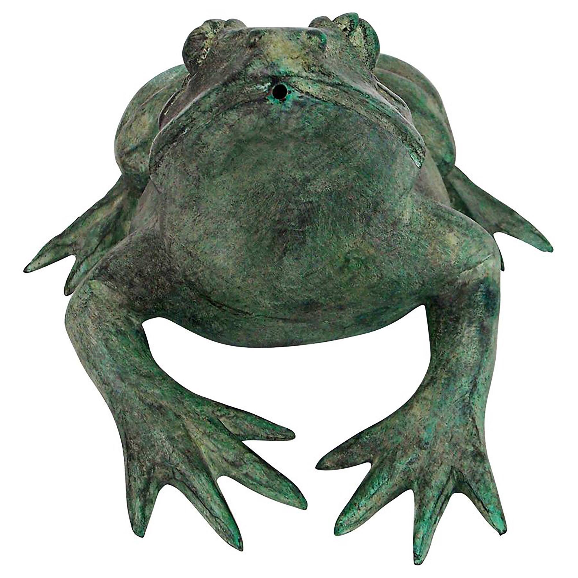 Design Toscano 11" Piped Cast Bronze Bull Frog Garden Statue