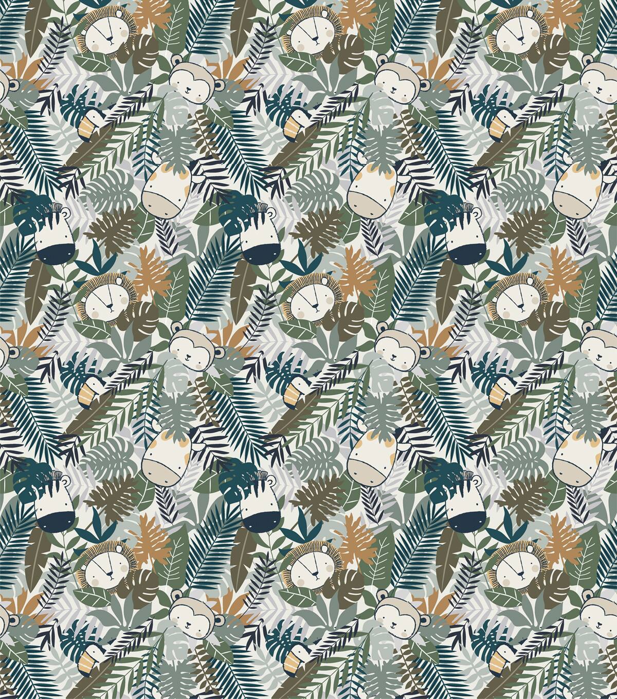 Stay Wild Jungle Animals Cotton Fabric