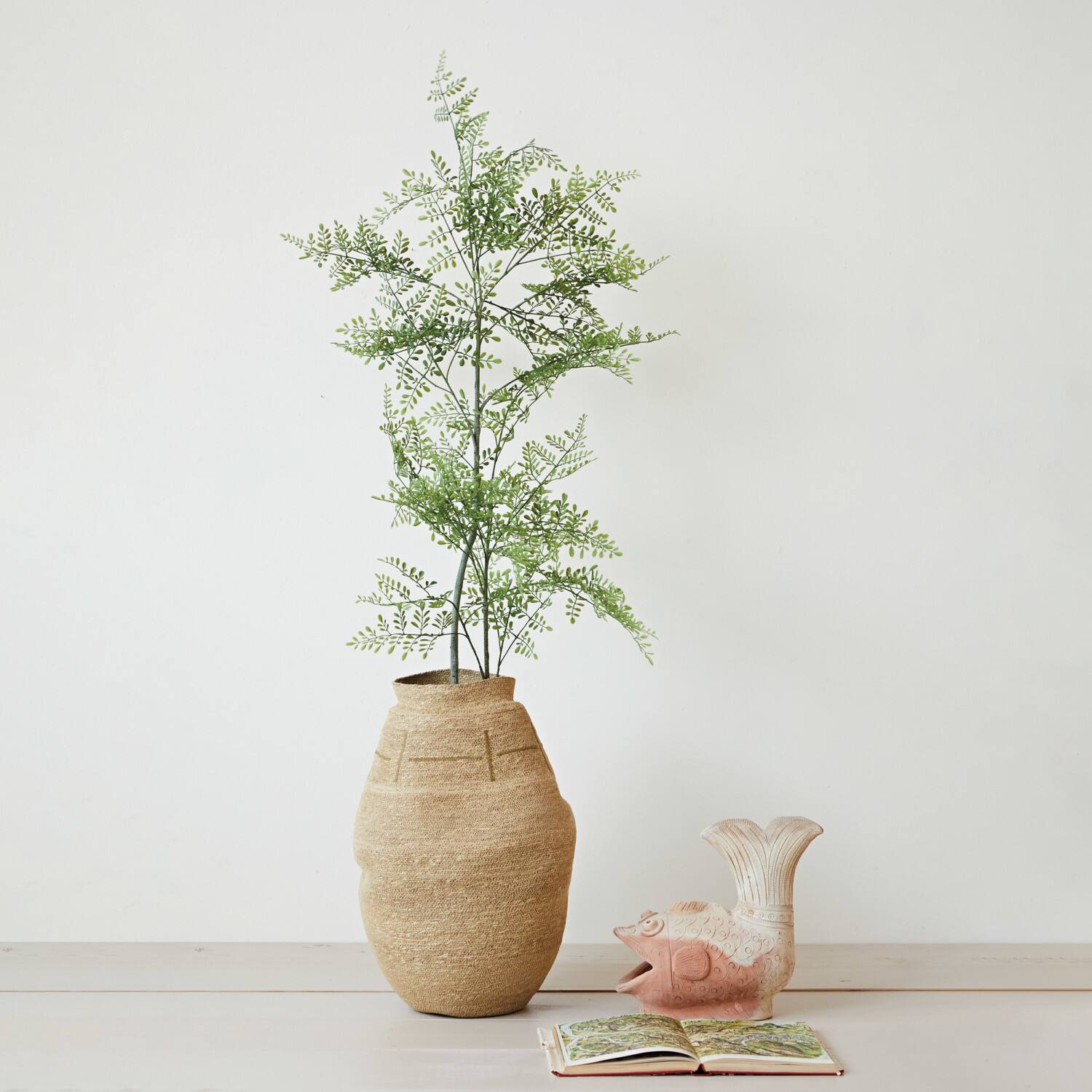 Hello Honey&#xAE; 24.5&#x22; Natural &#x26; Sage Patterned Woven Seagrass Basket