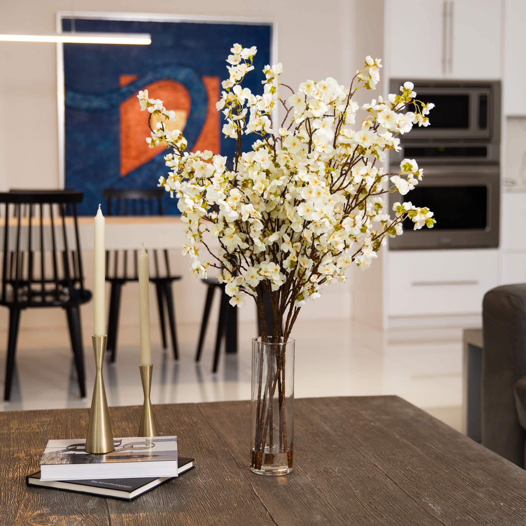 2.5ft. Artificial Cherry Blossom Arrangement in Cylinder Glass Vase