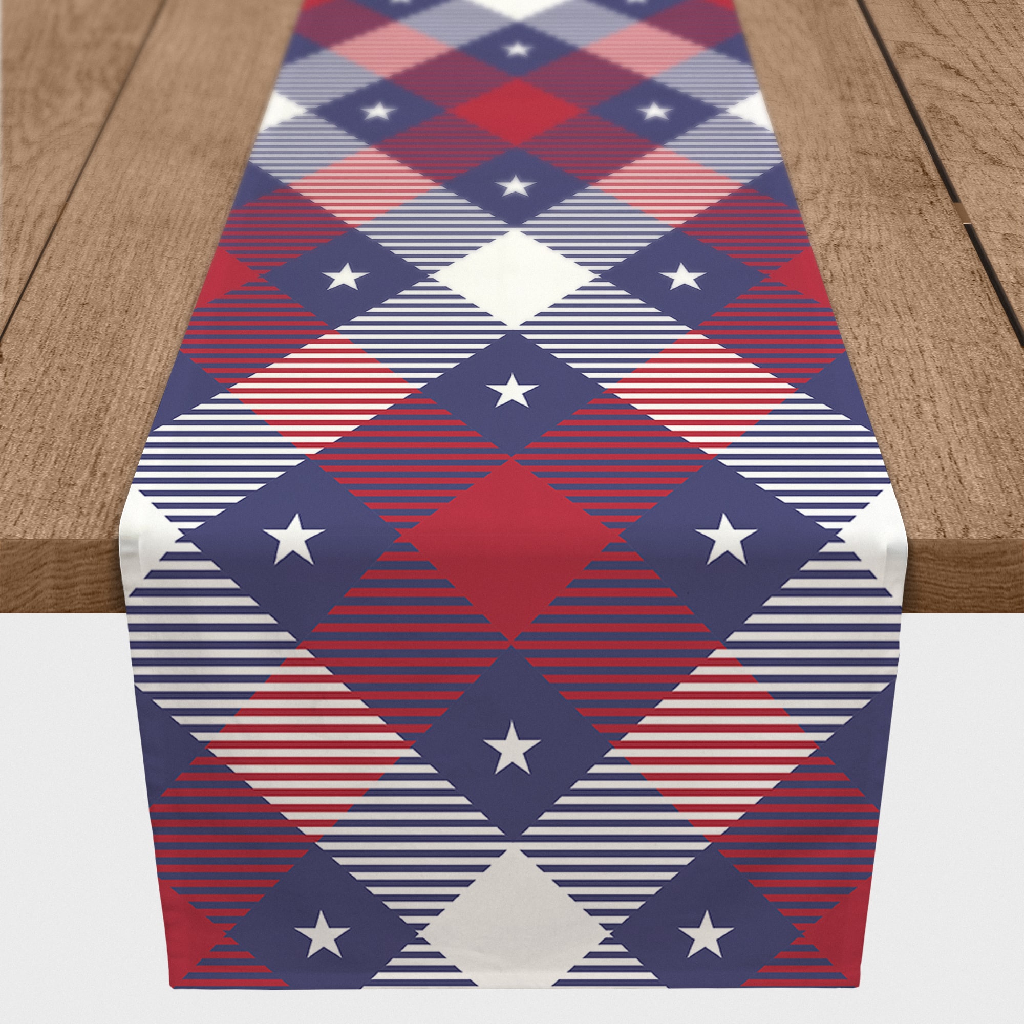 Patriotic Argyle Pattern Poly Twill Table Runner